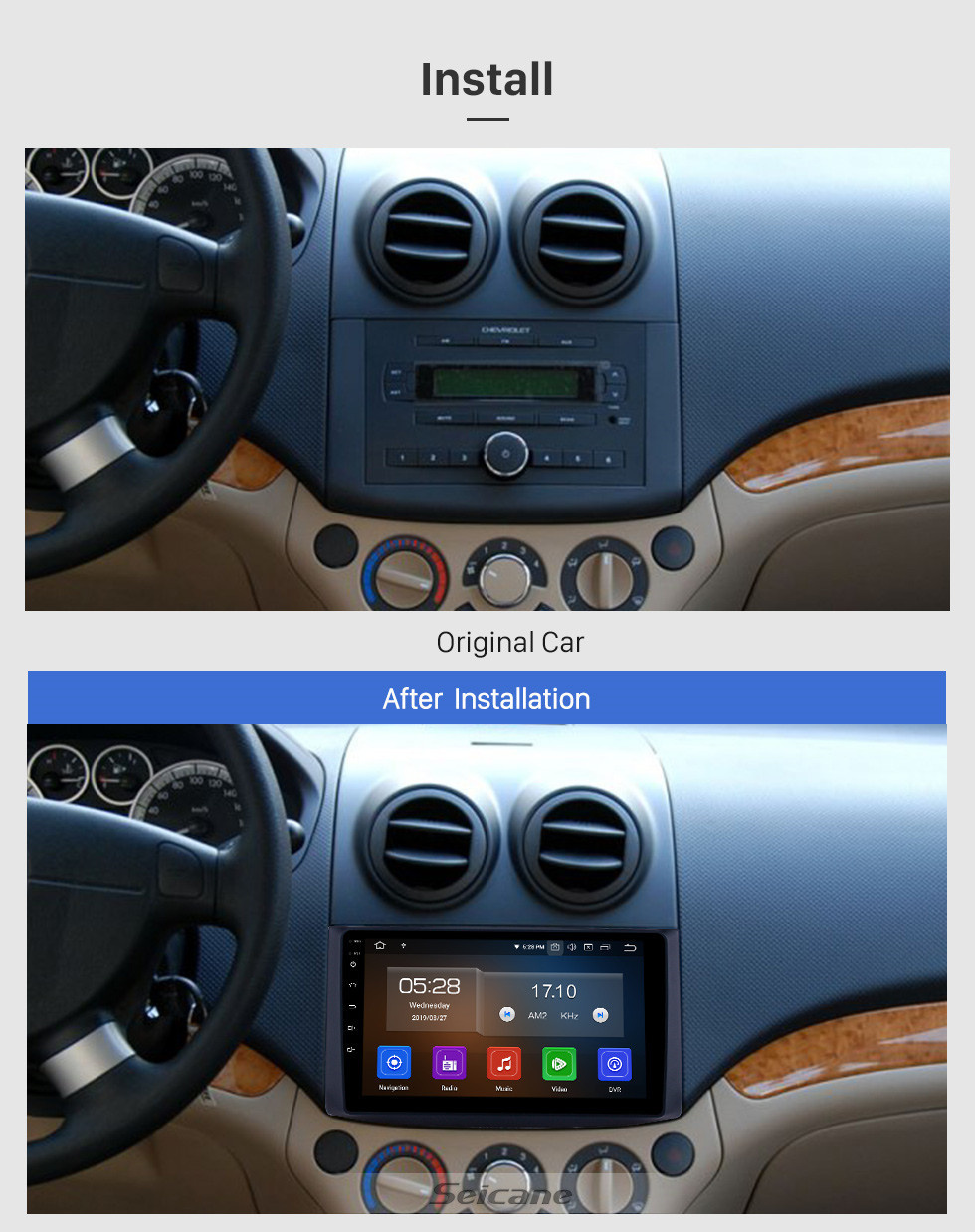 Seicane 9 pouces Android 11.0 Radio de navigation GPS pour 2006-2019 chevy Chevrolet Aveo / Lova / Captiva / Epica / RAVON Nexia R3 / Gentra avec écran tactile HD Prise en charge de Carplay AUX Bluetooth 1080P