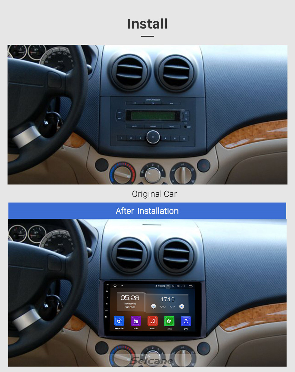 Seicane Android 11.0 HD Touchscreen 9-дюймовый GPS-навигатор для 2006-2019 Chevrolet Aveo / Lova / Captiva / Epica / RAVON Nexia R3 / Gentra с поддержкой Carplay Bluetooth DAB +