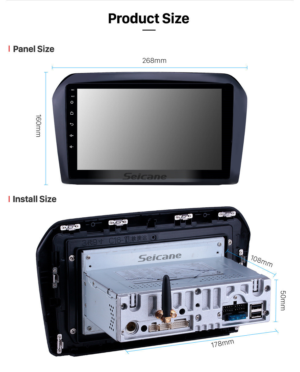 Seicane 2013-2017 VW Volkswagen Jetta Android 11.0 9 pulgadas Navegación GPS Radio Bluetooth HD Pantalla táctil USB Compatible con Carplay TV digital