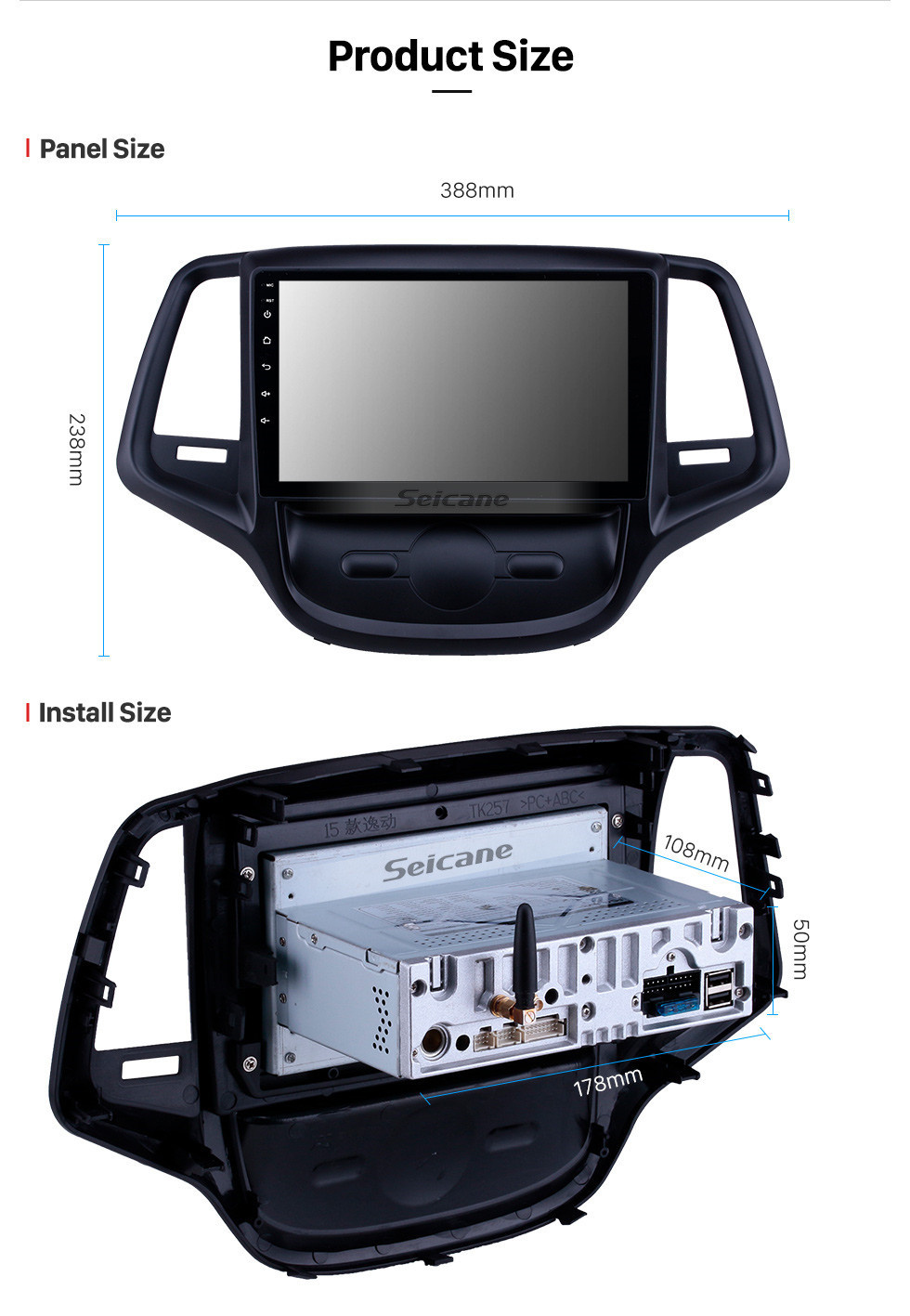 Seicane 9-дюймовый Android 11.0 GPS-навигатор для 2015 Changan EADO с сенсорным экраном HD Carplay AUX Поддержка Bluetooth 1080P