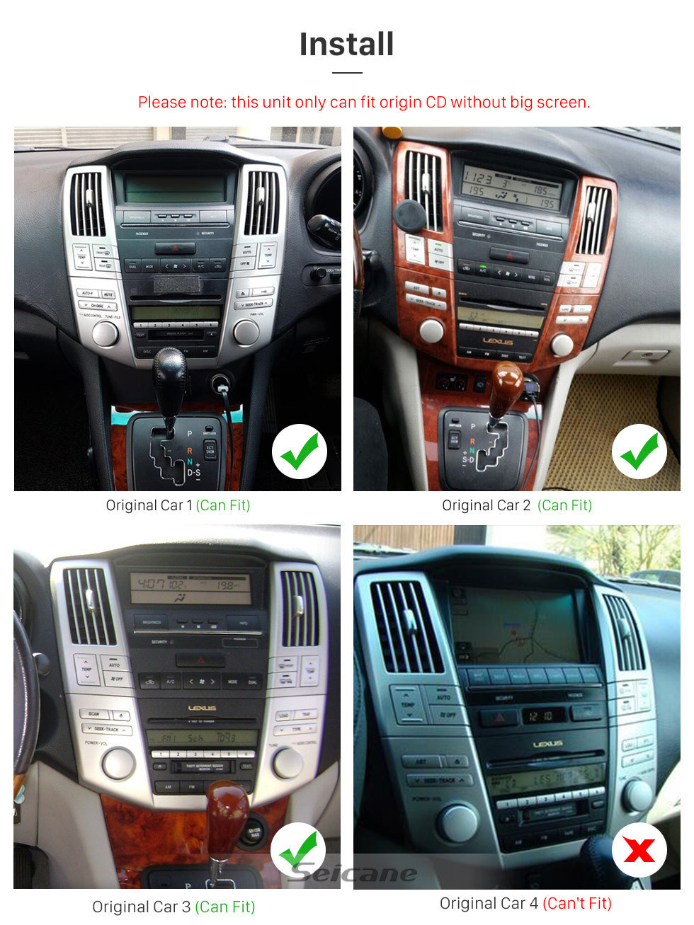 Seicane OEM 10,1 Zoll Android 11.0 Radio für 2003-2010 Lexus RX300 RX330 RX350 Bluetooth HD Touchscreen GPS Navigation AUX Carplay Unterstützung TPMS