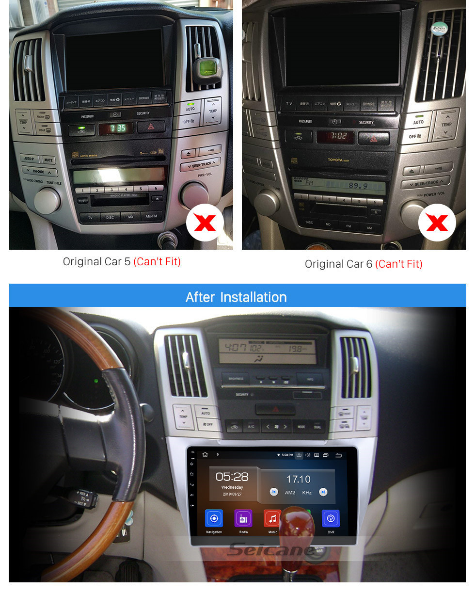 Seicane OEM 10.1 polegadas Android 11.0 Radio para 2003-2010 Lexus RX300 RX330 RX350 Bluetooth HD Touchscreen Navegação GPS AUX Carplay suporte TPMS