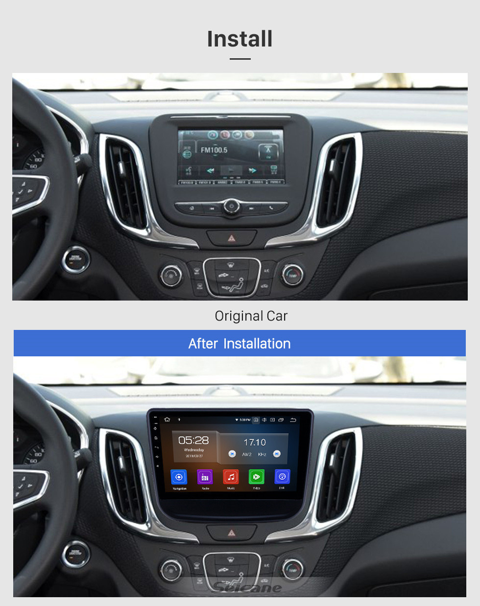 Seicane 9 inch 2016-2018 chevy Chevrolet Equinox Android 11.0 GPS Navigation Radio Bluetooth HD Touchscreen Carplay support Mirror Link