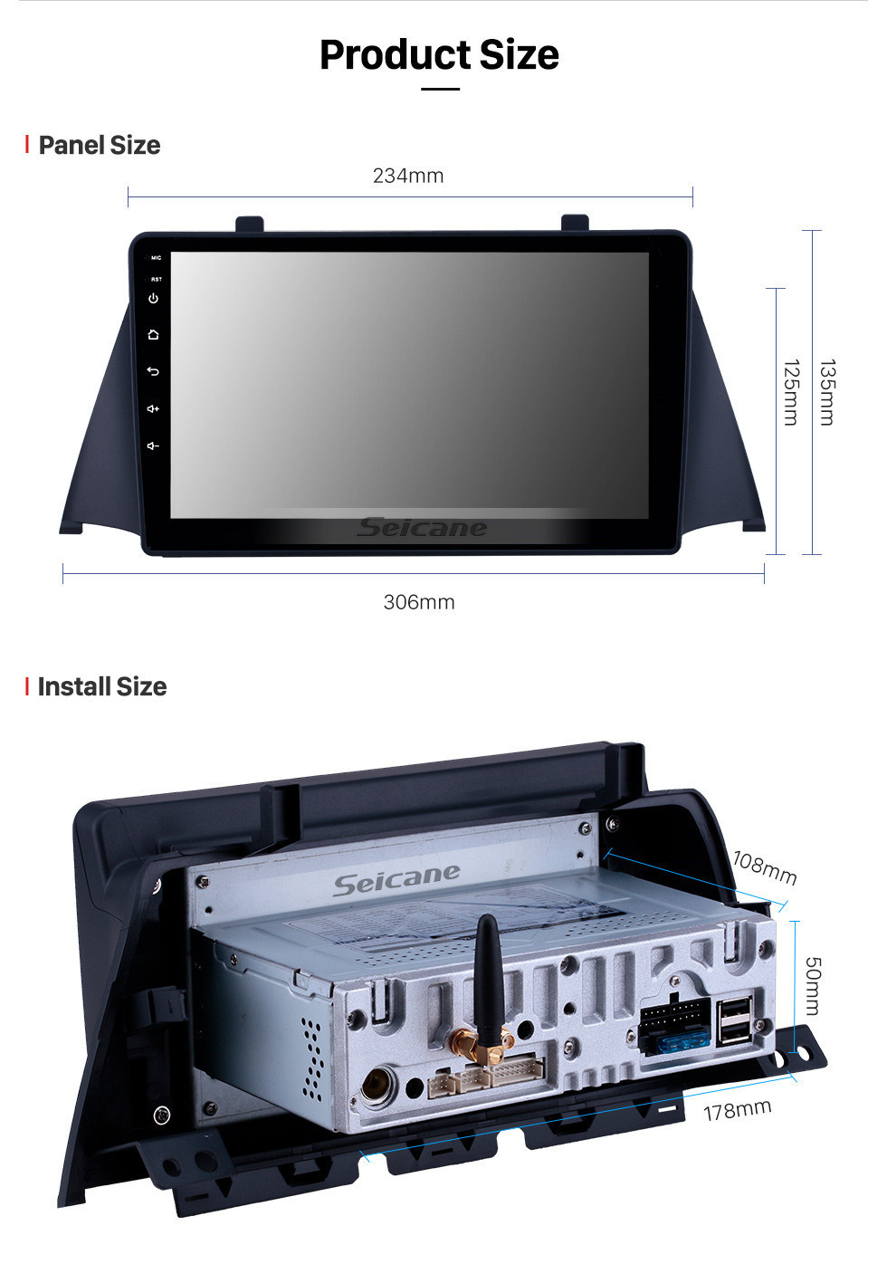 Seicane Android 11.0 9 pulgadas Radio de navegación GPS para 2015 Zotye Domy x5 con pantalla táctil HD Compatible con Bluetooth Carplay USB DVR DAB +