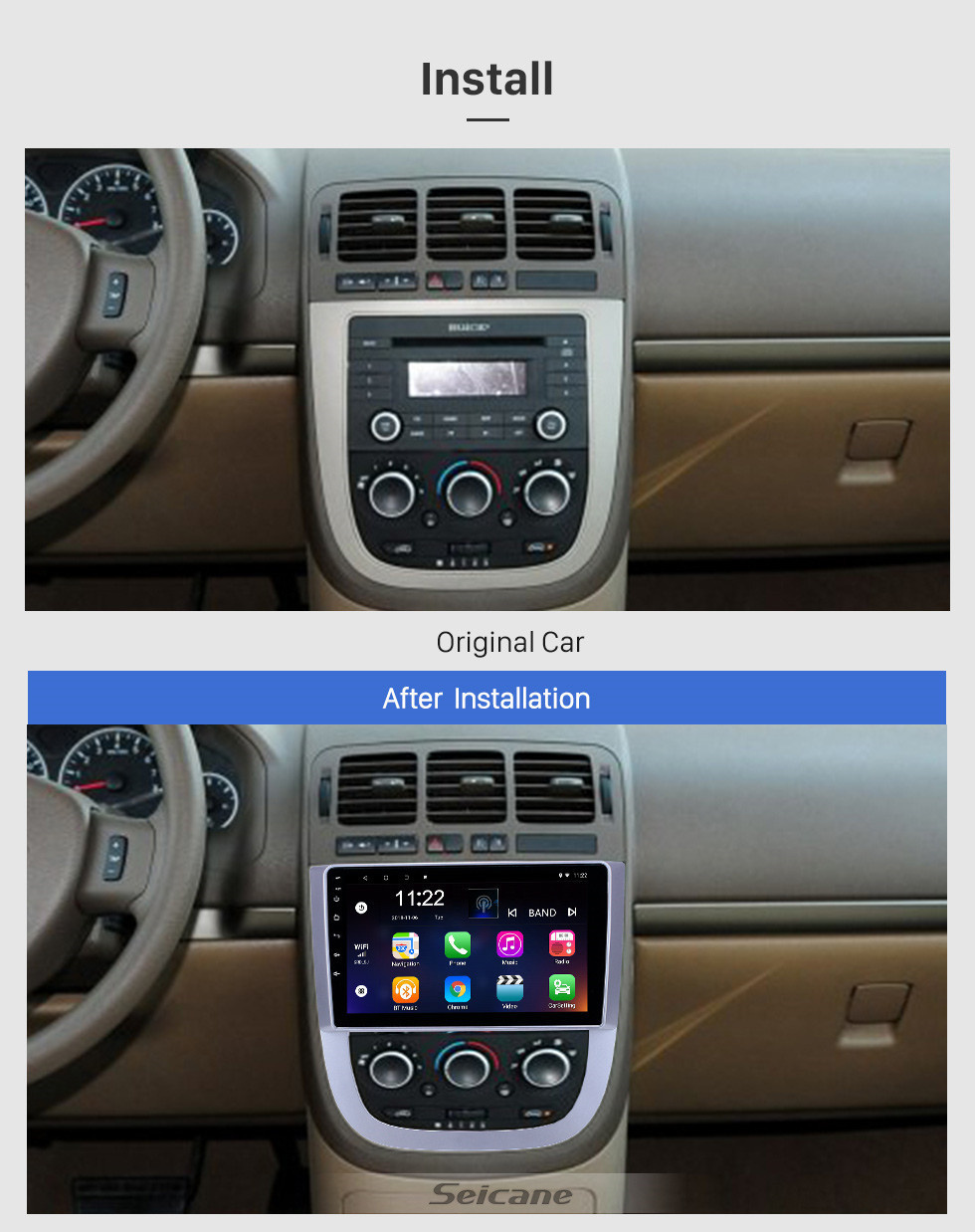 Seicane HD Touchscreen 2005-2012 Buick FirstLand GL8 Android 11.0 9 polegada Navegação GPS Rádio Bluetooth USB Carplay suporte DAB + TPMS