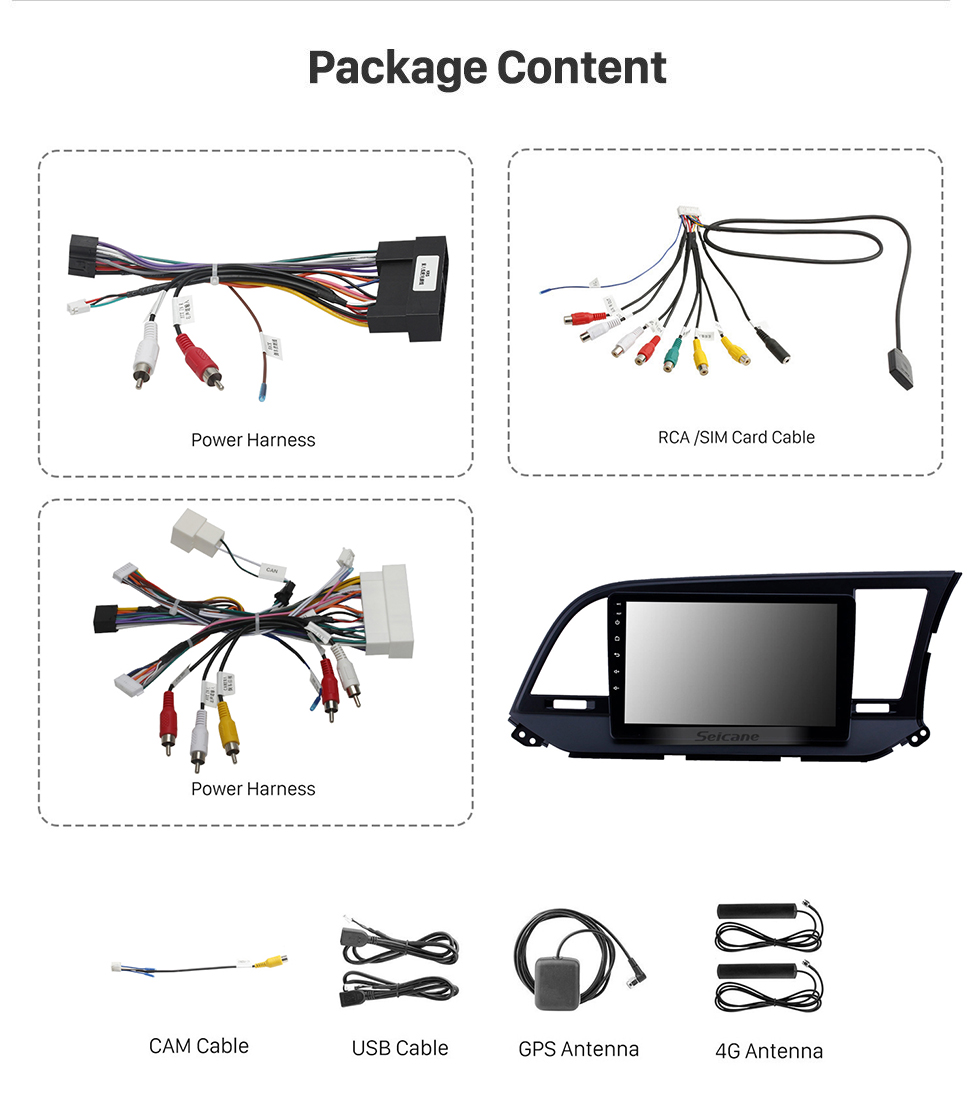 Seicane 2015-2016 Hyundai Elantra RHD Android 11.0 9 polegada Navegação GPS Rádio Bluetooth HD Touchscreen WIFI USB Carplay apoio câmera de Backup