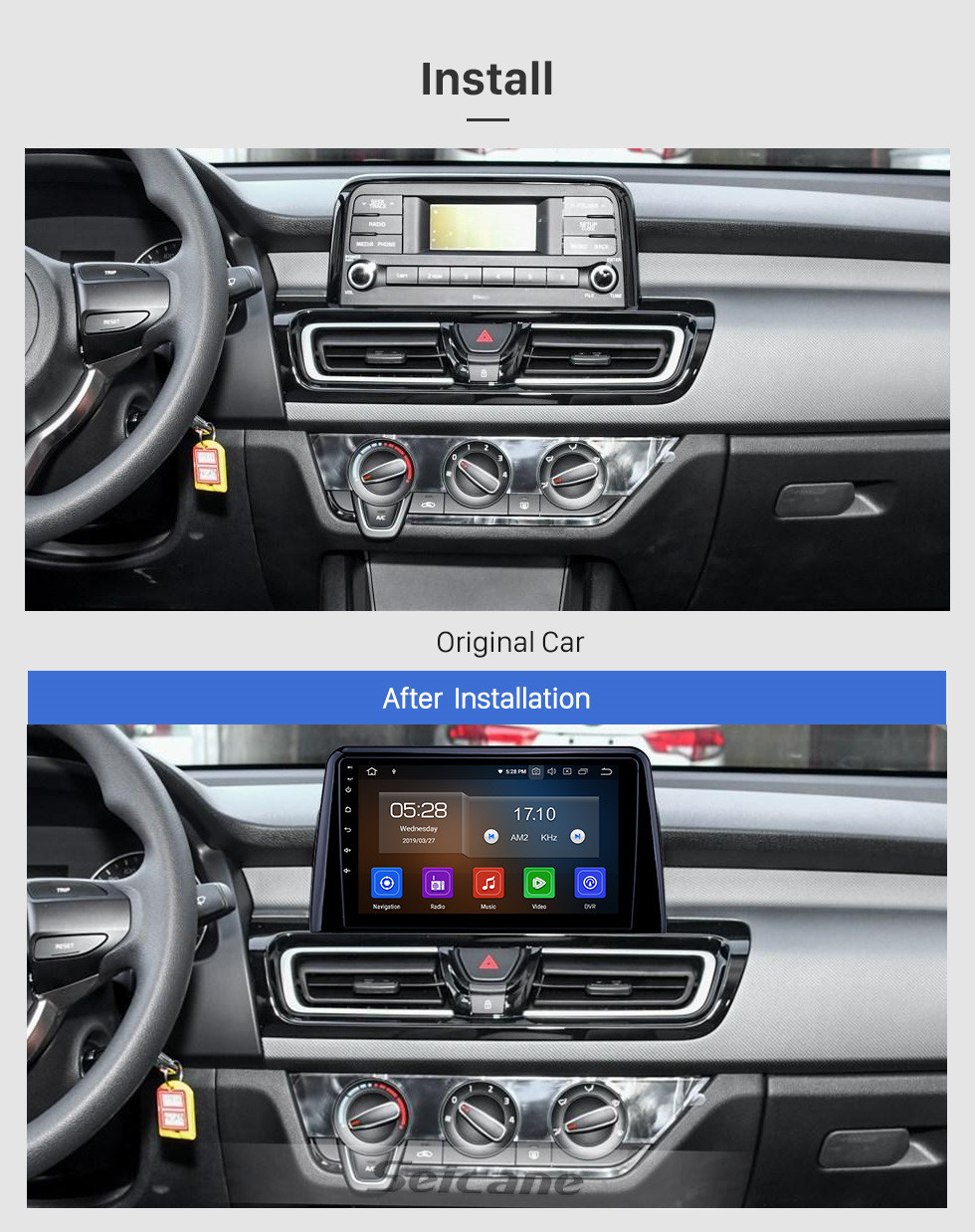Seicane Android 11.0 9 polegadas GPS Navigation Radio para 2018 Kia Forte com HD Touchscreen Carplay AUX Wi-Fi USB suporte a Bluetooth DVR TPMS DAB +