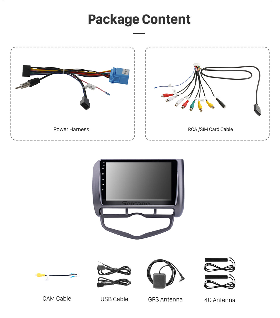 Seicane 9 pulgadas con Android 11.0 Radio de navegación GPS para 2006 Honda Jazz City Auto AC LHD con pantalla táctil HD Compatible con Bluetooth de Carplay AUX 1080P