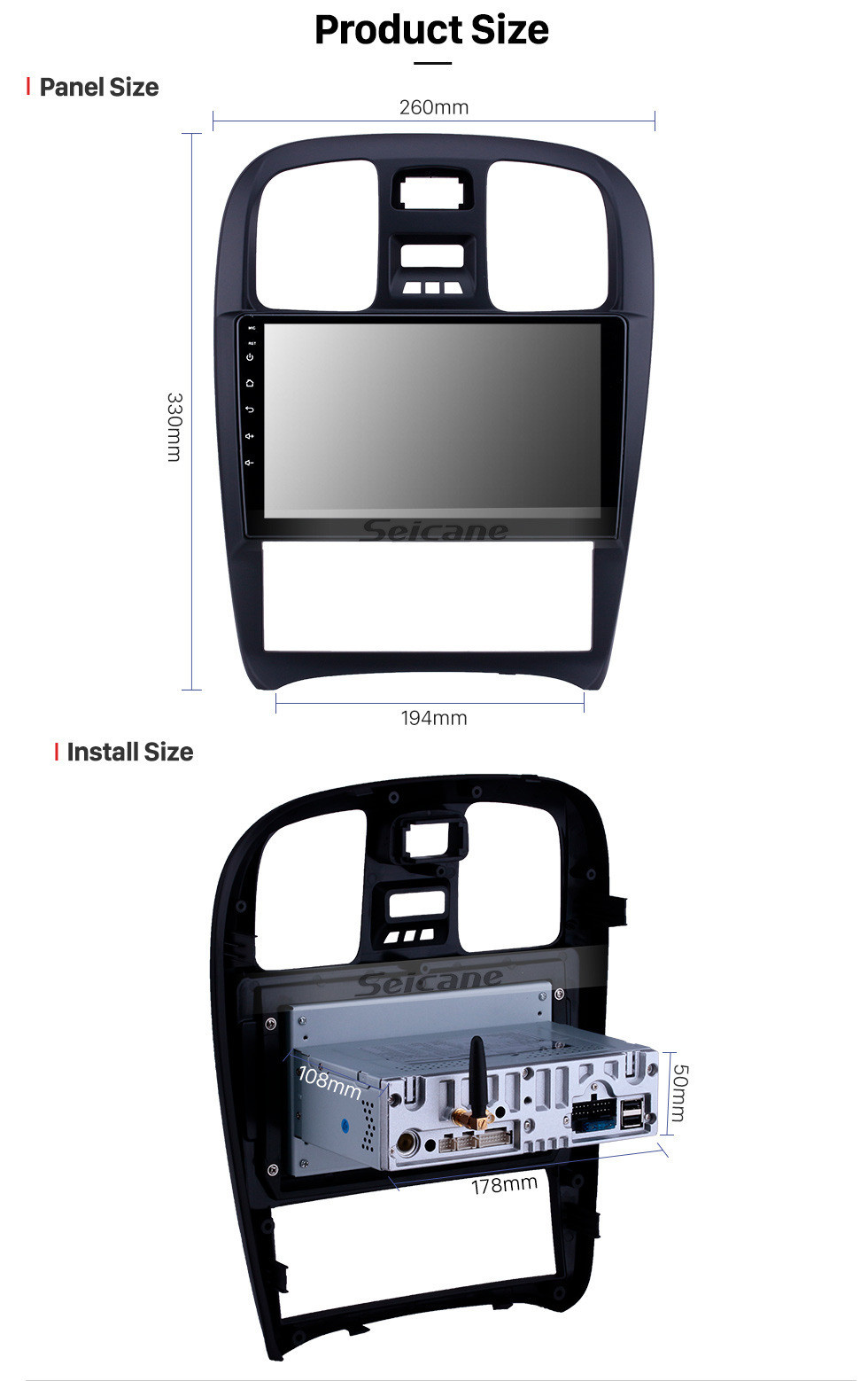 Seicane OEM 9 pouces Android 11.0 Radio pour 2003-2009 Hyundai Sonata Bluetooth HD Écran tactile Navigation GPS soutien Carplay caméra de recul