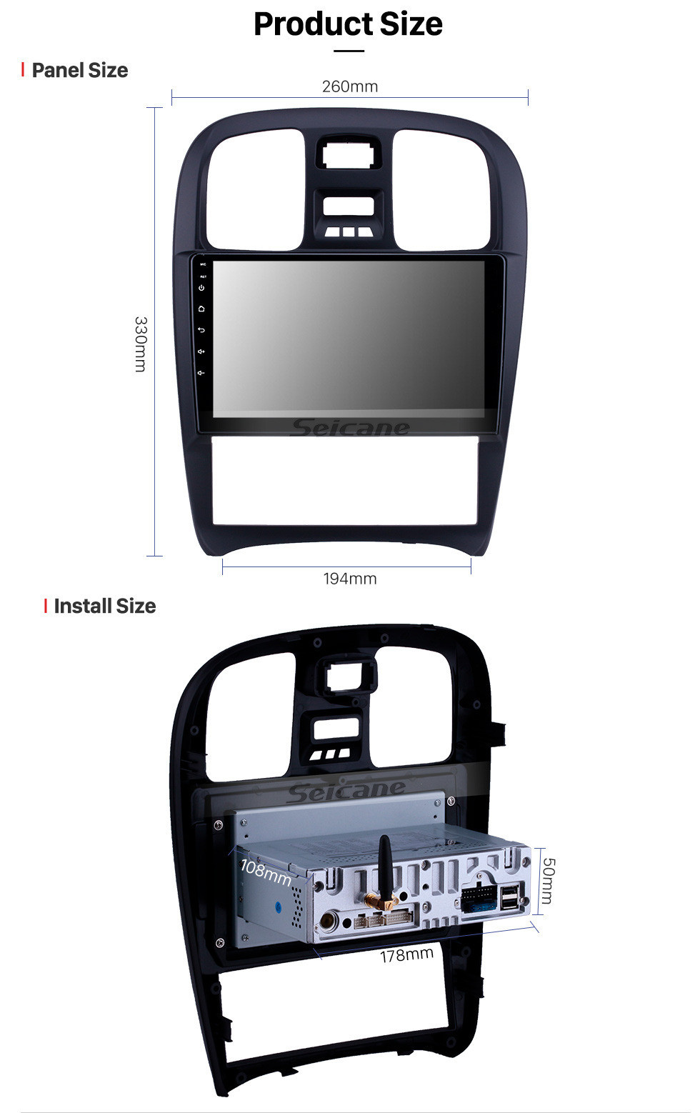 Seicane OEM 9 Zoll Android 11.0 Radio für 2003-2009 Hyundai Sonata Bluetooth HD Touchscreen GPS Navigation Carplay Unterstützung Rückfahrkamera