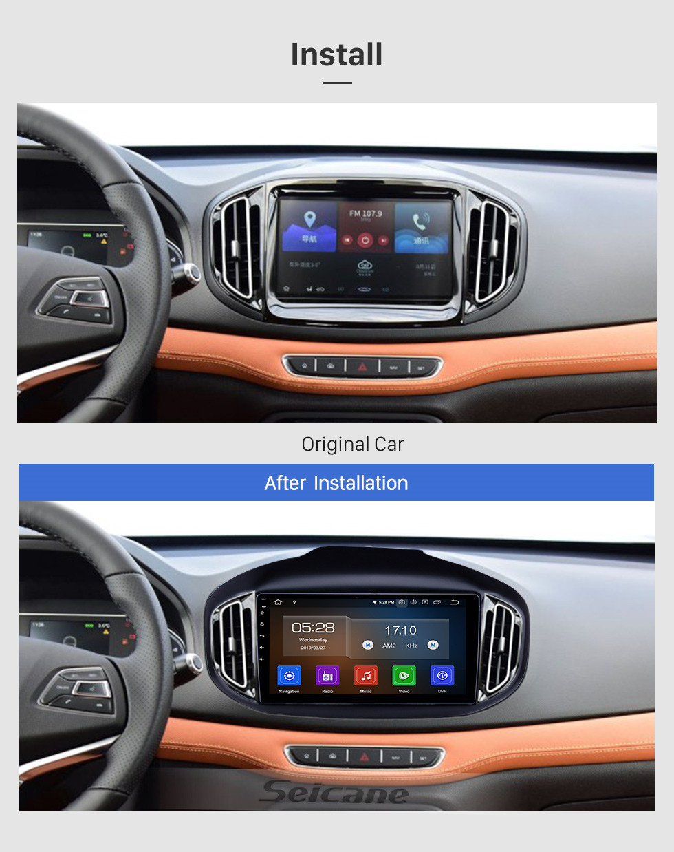 Seicane 10.1 polegada Android 11.0 Rádio para 2016-2018 Chery Tiggo 7 Bluetooth HD Touchscreen Navegação GPS Carplay apoio USB TPMS DAB +