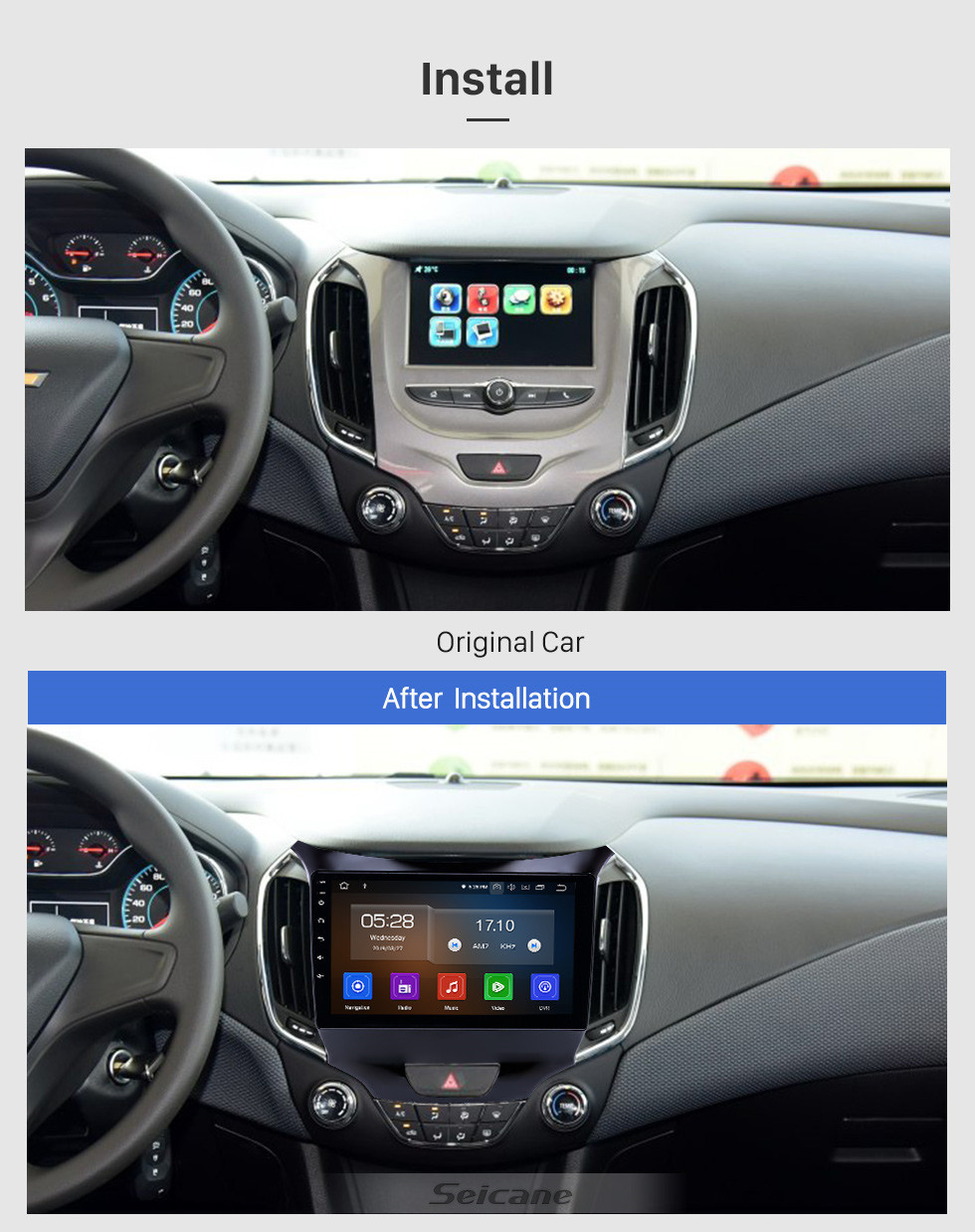 Seicane 2015-2018 Chevy Chevrolet Cruze Android 12.0 9-дюймовый GPS-навигация Радио Bluetooth HD с сенсорным экраном WIFI USB Поддержка Carplay Цифровое ТВ