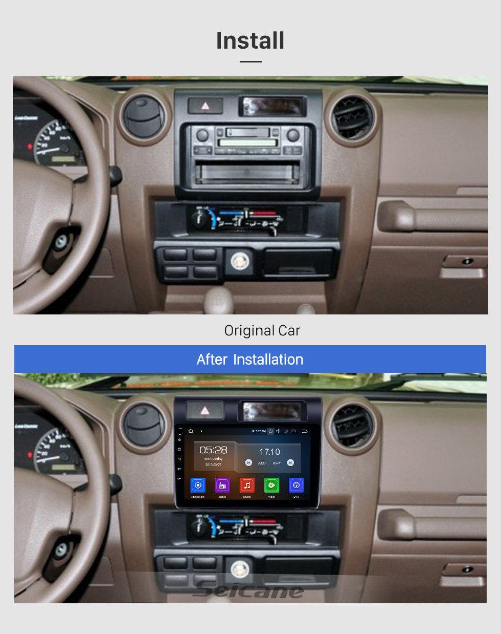 Seicane HD Pantalla táctil 2015 Toyota Land Cruiser / LC79 Android 13.0 9 pulgadas Navegación GPS Radio Bluetooth USB Carplay WIFI AUX soporte Control del volante