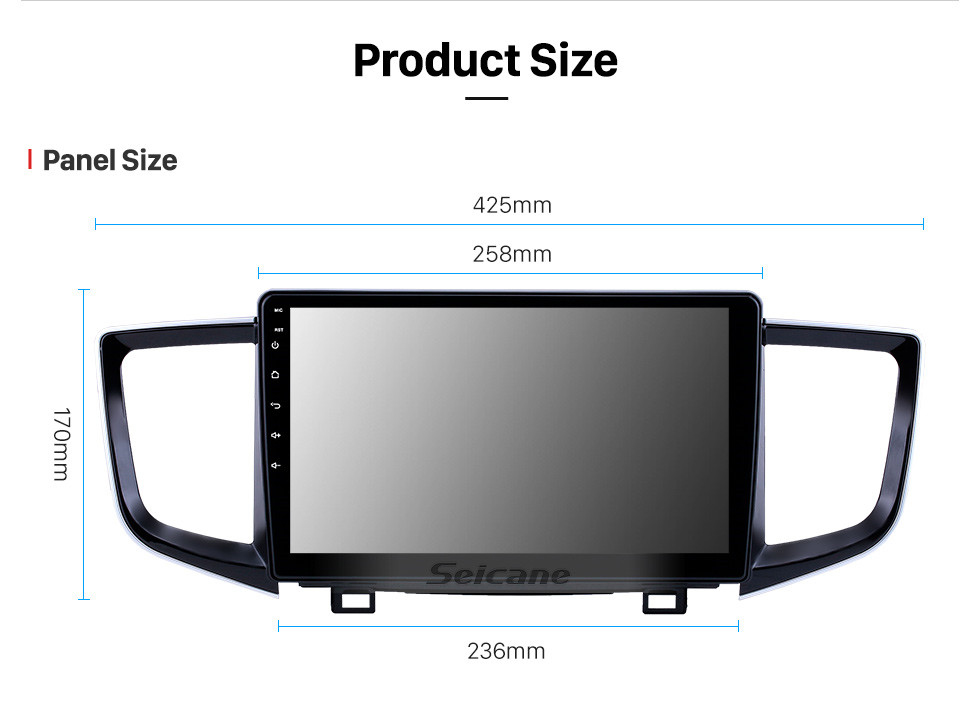 Seicane 10,1 Zoll Android 13.0 Radio für 2016-2018 Honda Pilot Bluetooth Touchscreen GPS Navigation Carplay USB AUX Unterstützung TPMS DAB+ SWC