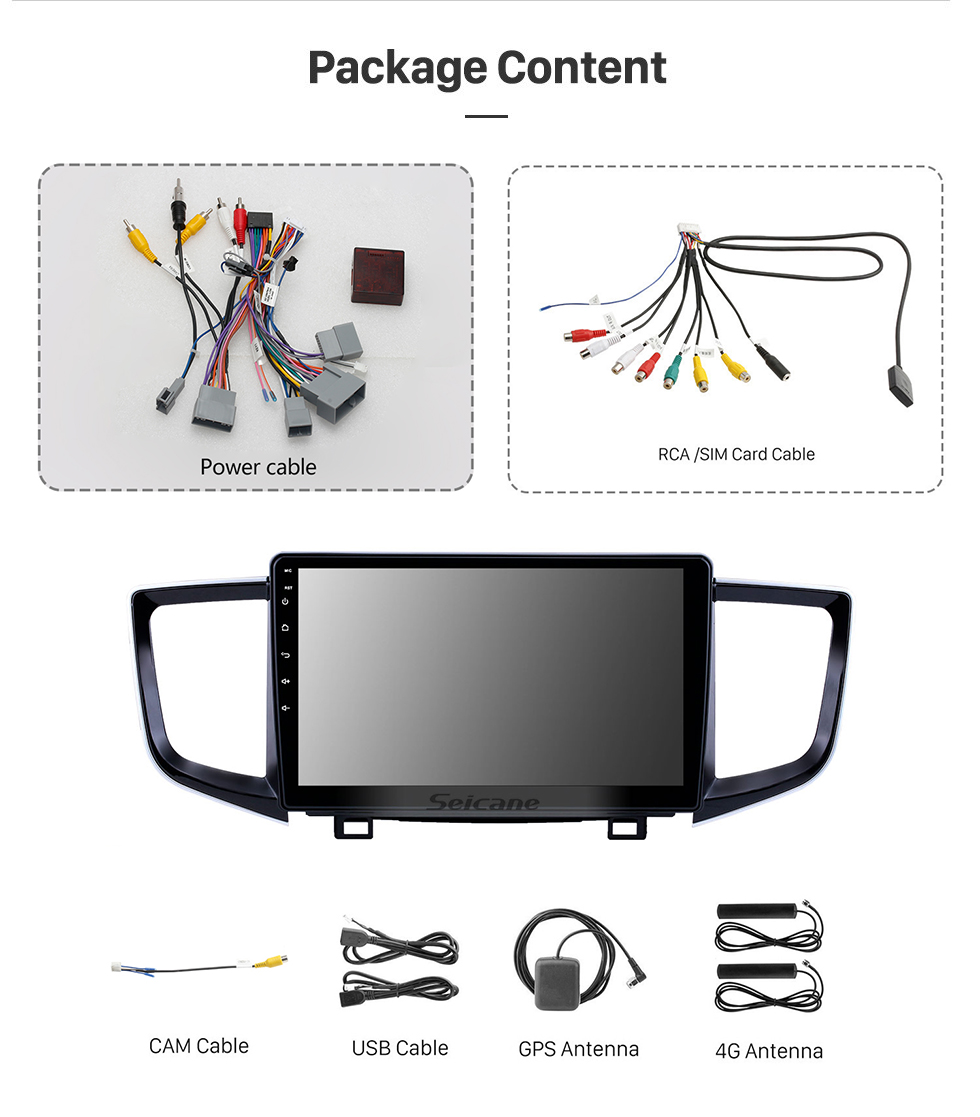 Seicane Radio Android 12,0 de 10,1 pulgadas para Honda Pilot 2016-2018, pantalla táctil Bluetooth, navegación GPS, Carplay, USB, AUX, compatible con TPMS DAB + SWC