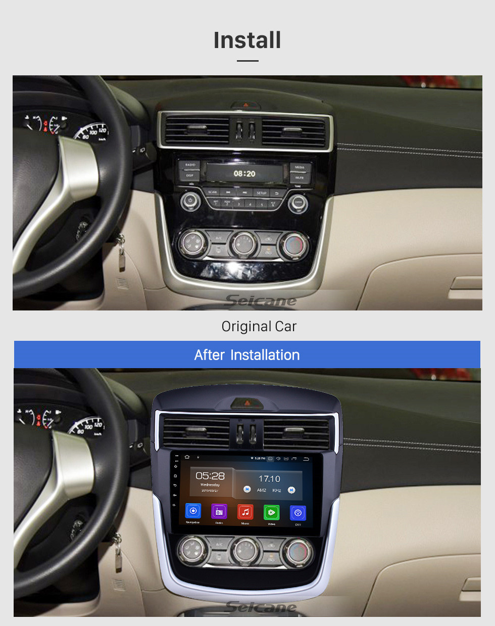 Seicane 2016-2018 Nissan Tiida Android 11.0 Radio de navigation GPS 9 pouces Bluetooth Bluetooth HD à écran tactile USB support Carplay TPMS DAB + 1080 P Vidéo