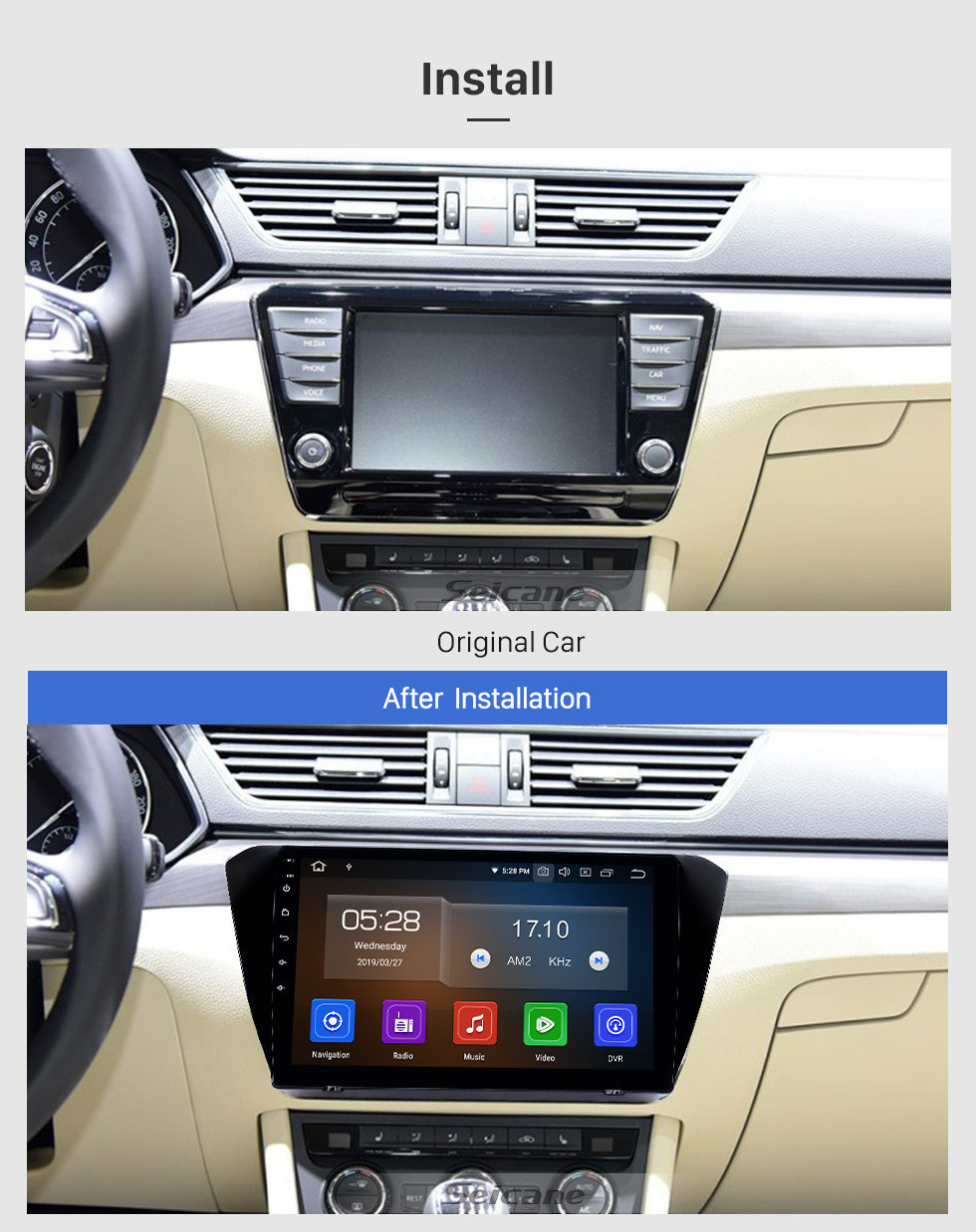 Seicane 10.1 inch Android 11.0 Radio for 2015-2018 Skoda Superb Bluetooth HD Touchscreen GPS Navigation Carplay USB support TPMS DAB+ DVR