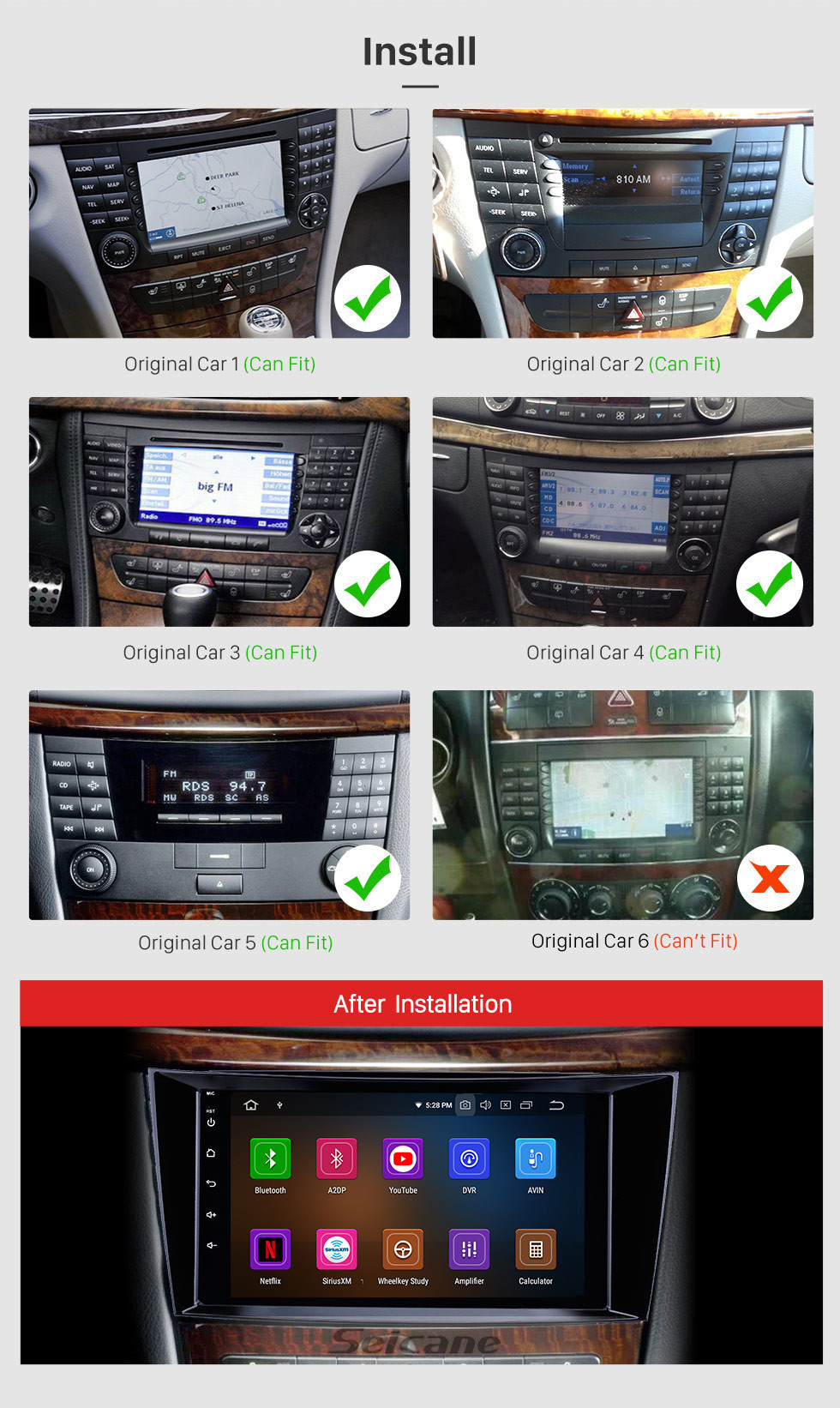 Seicane Para 2001-2010 Mercedes-Benz Classe E W211 Rádio 8 polegadas Android 13.0 HD Touchscreen Bluetooth com Sistema de Navegação GPS Carplay suporte 1080P Seicane Para 2001-2010 Mercedes-Benz Classe E W211 Rádio 8 polegadas Android 13.0 HD Touchscreen Bluetooth com Sistema de Navegação GPS Carplay suporte 1080P