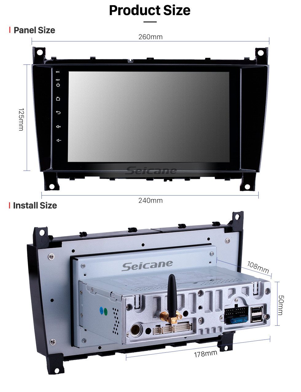 Seicane Rádio de navegação GPS Android 12.0 de 8 polegadas para 2005-2007 Mercedes-Benz Classe G W467 G550 G500 G400 G320 G270 G55 com HD Touchscreen Suporte para Bluetooth Carplay Bluetooth Link de espelho SWC