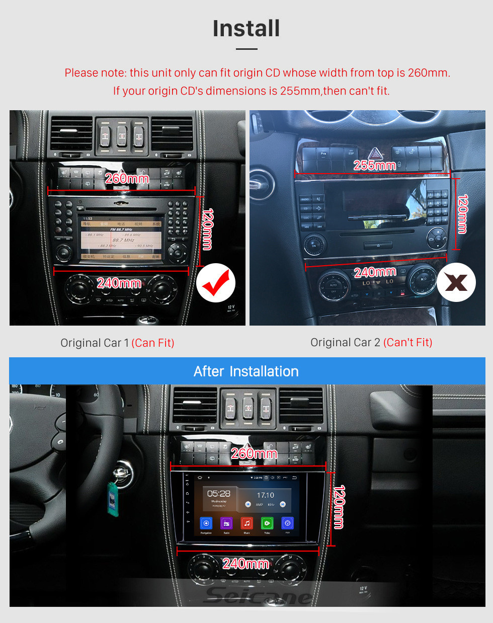 Seicane 8 Zoll Android 12.0 GPS-Navigationsradio für 2005-2007 Mercedes-Benz G-Klasse W467 G550 G500 G400 G320 G270 G55 mit HD-Touchscreen Carplay Bluetooth-Unterstützung Mirror Link SWC