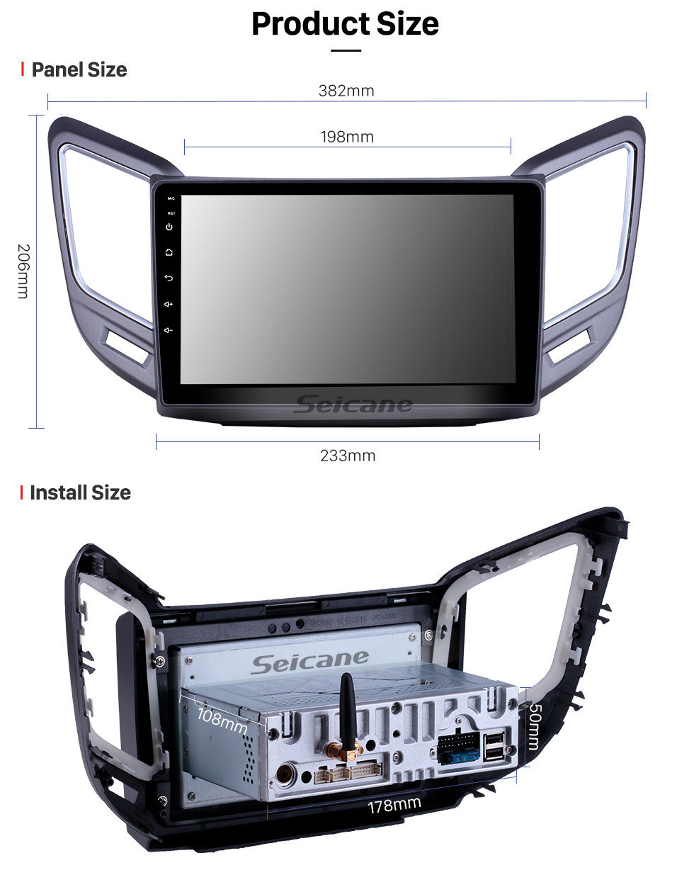 Seicane Android 11.0 9 pulgadas Radio de navegación GPS para 2016-2019 Changan CS15 con pantalla táctil HD Carplay Bluetooth WIFI USB AUX ayuda TPMS OBD2