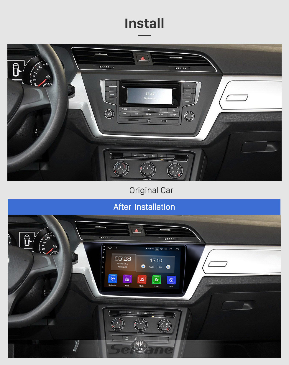 Seicane 10.1 pulgadas Android 11.0 Radio para 2016-2018 VW Volkswagen Touran Bluetooth HD Pantalla táctil Navegación GPS Soporte USB Carplay OBD2 Copia de seguridad de la cámara