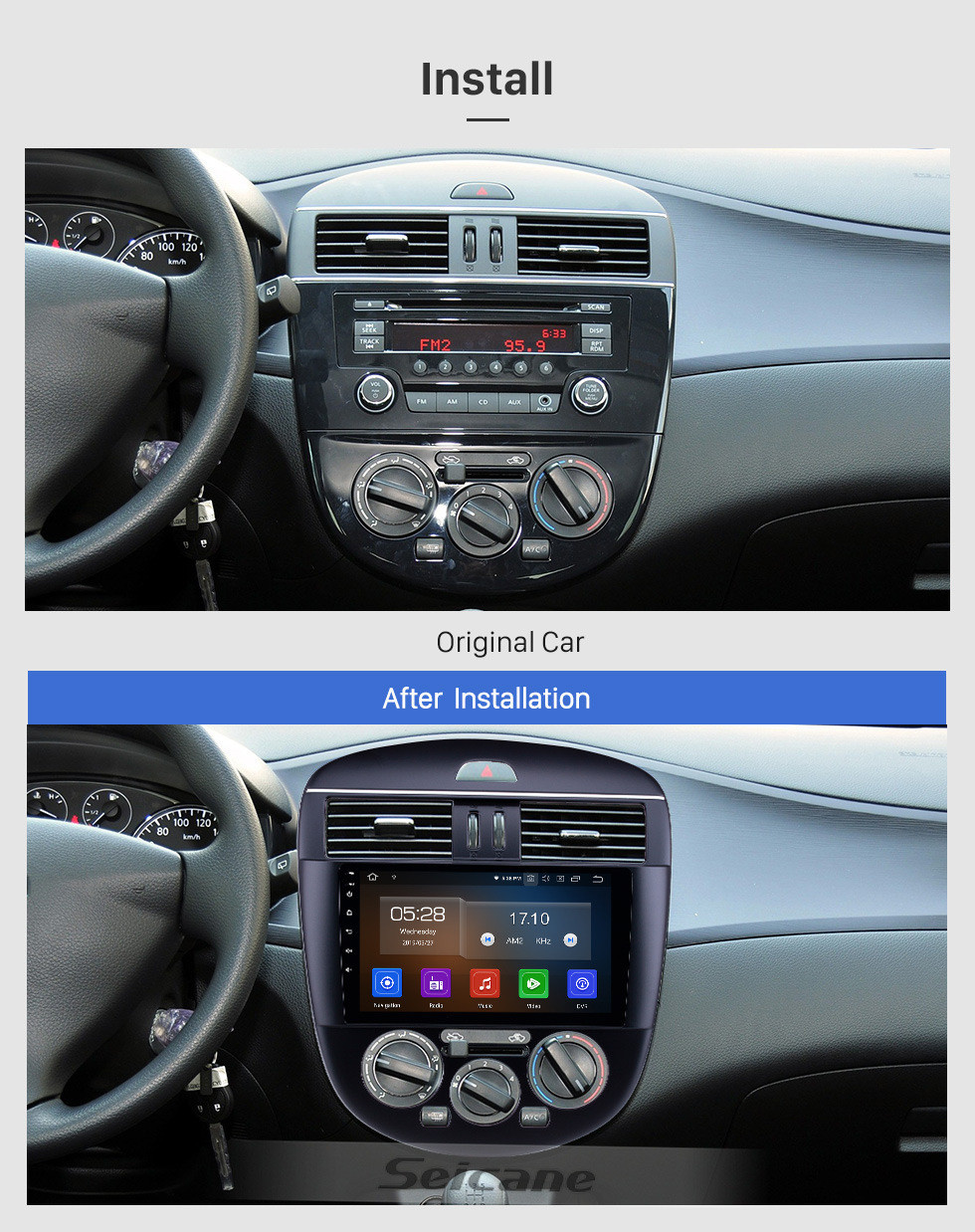 Seicane OEM 9-дюймовый Android 11.0 Radio для 2011-2014 Nissan Tiida Руководство A / C Низкая версия Bluetooth HD Сенсорный экран GPS-навигация Поддержка Carplay Камера заднего вида