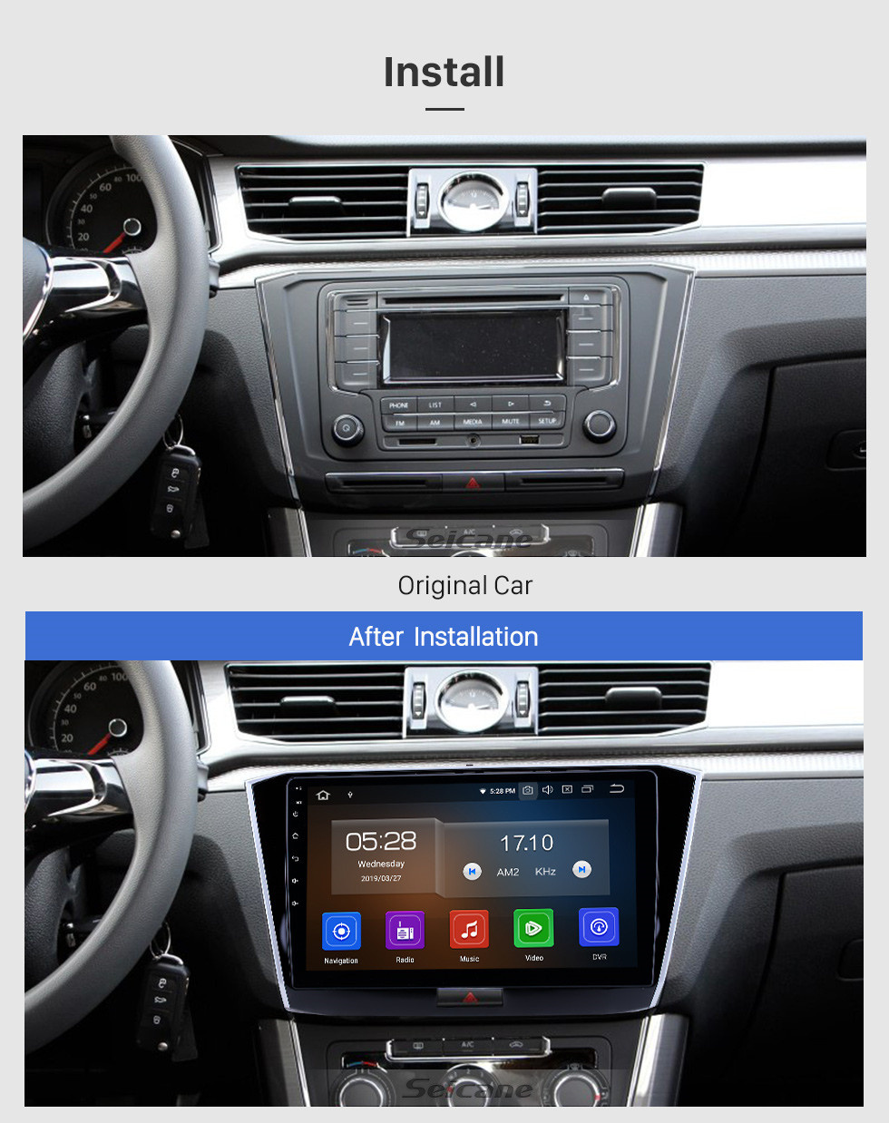 Seicane 10.1 inch Android 11.0 Radio for 2016-2018 VW Volkswagen Passat Bluetooth HD Touchscreen GPS Navigation Carplay USB support OBD2 Backup camera