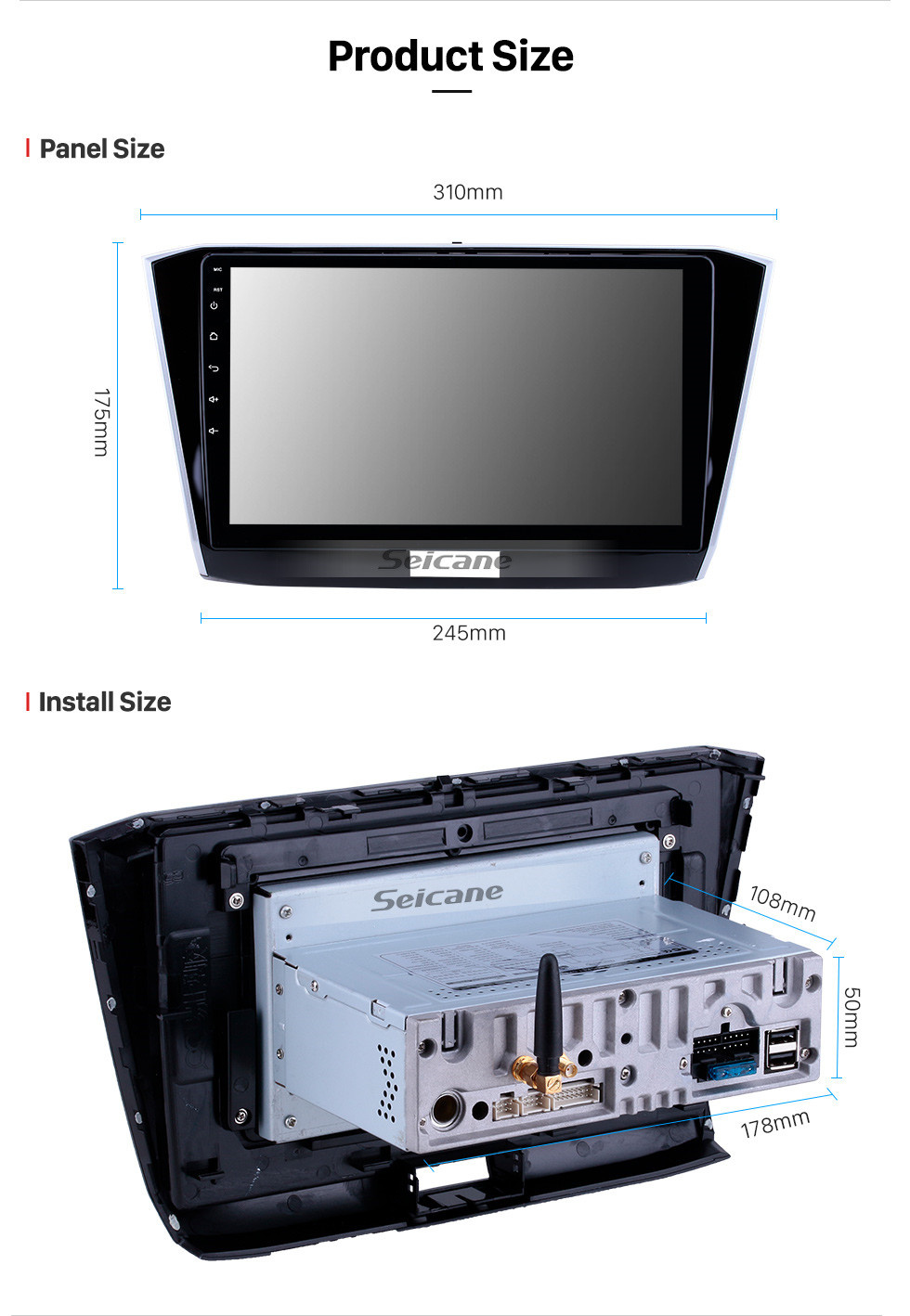 Seicane 10.1 pouces Android 11.0 Radio pour 2016-2018 VW Volkswagen Passat Bluetooth HD à écran tactile Navigation GPS Carplay Soutien USB OBD2 caméra de recul