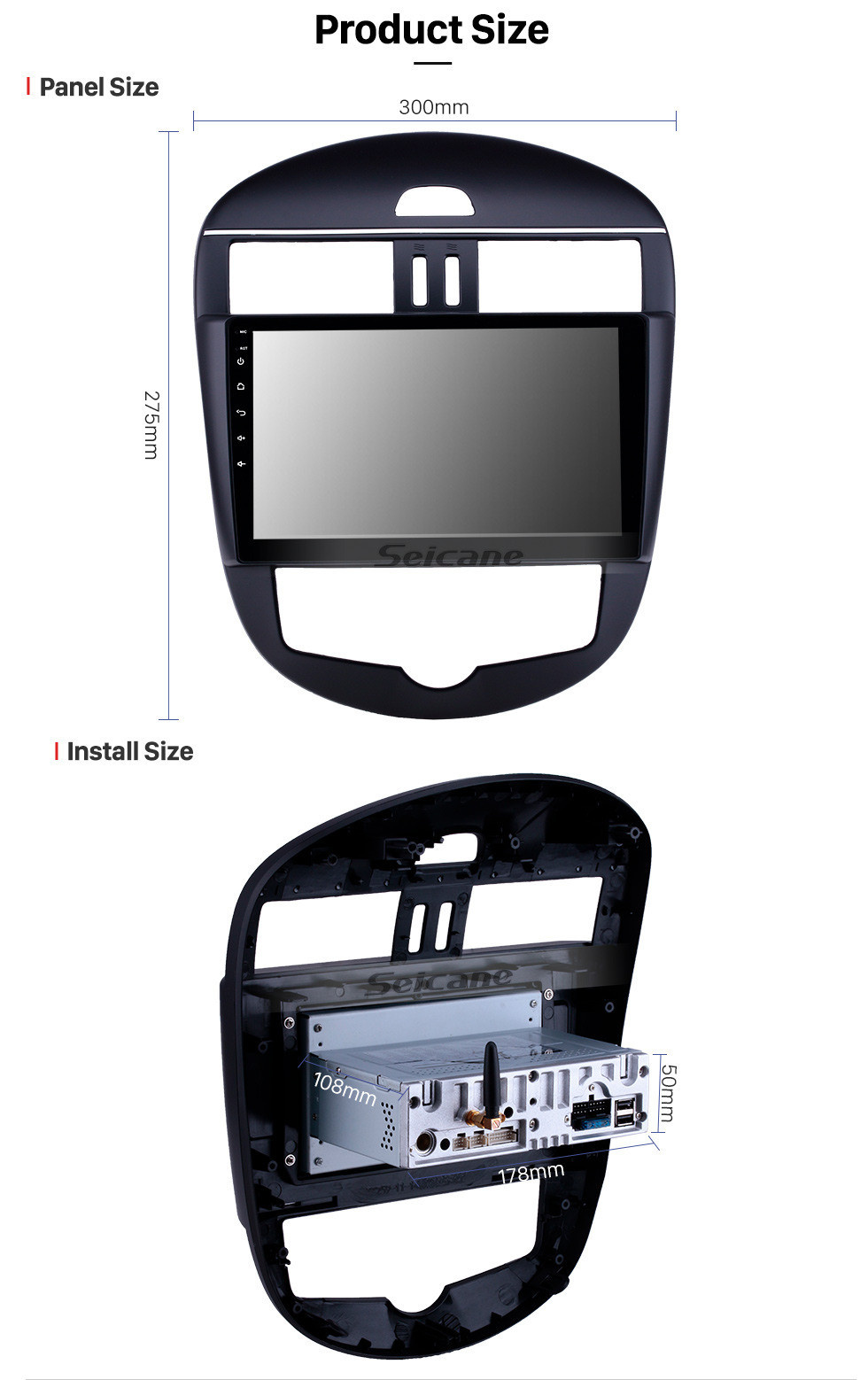 Seicane 10,1 дюймов 2011-2014 Nissan Tiida Auto A / C Android 11.0 GPS-навигация Радио Bluetooth HD с сенсорным экраном AUX USB WI-FI Поддержка Carplay OBD2 1080P