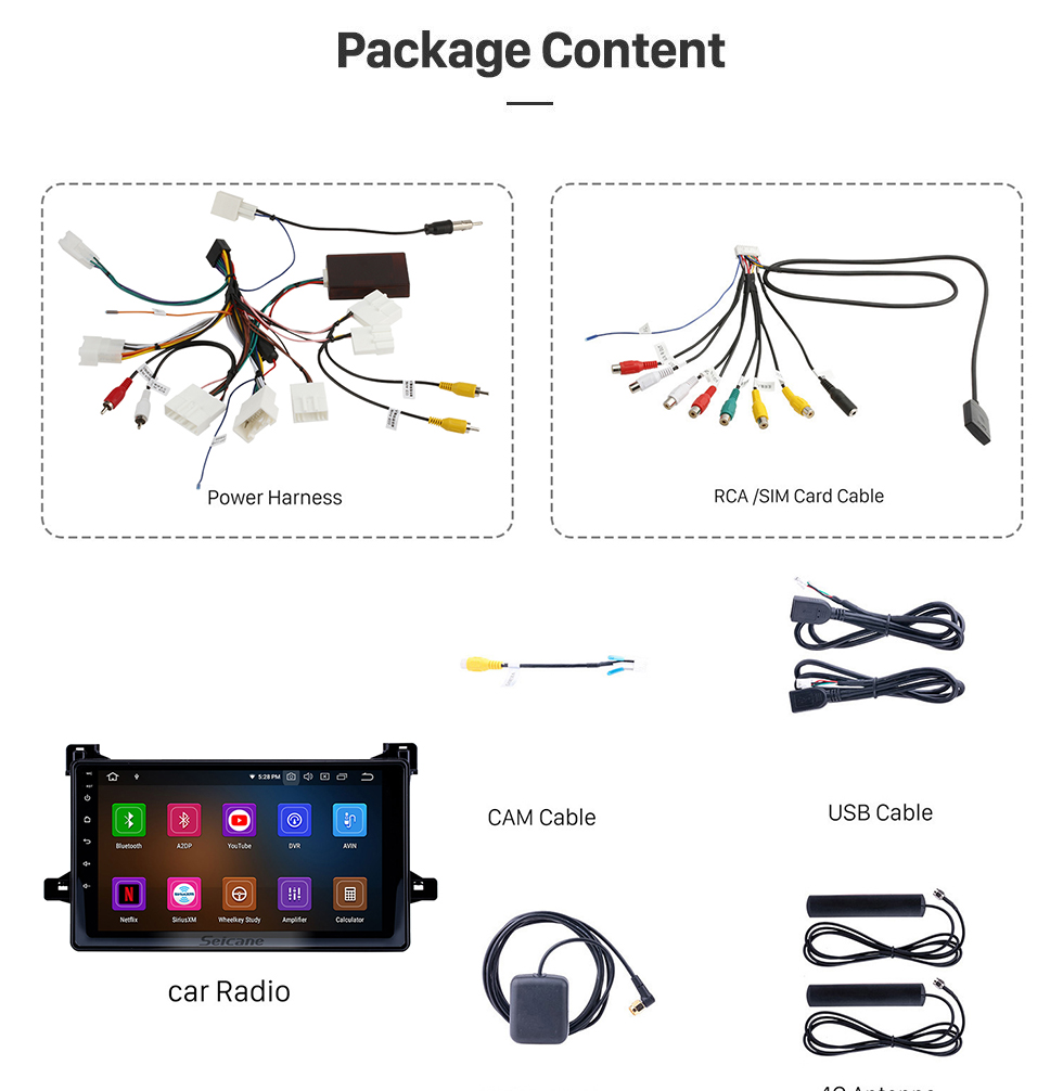 Seicane 2016 Toyota Prius Android 13.0 Radio de navigation GPS 9 pouces Bluetooth AUX HD Écran tactile Prise en charge USB Carplay TPMS DVR Télévision numérique Caméra de recul