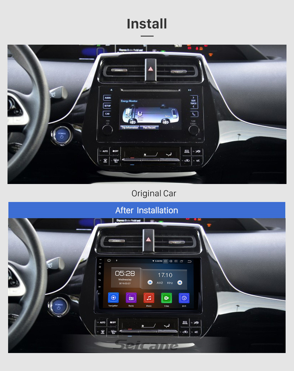 Seicane 2016 Toyota Prius Android 13.0 9-дюймовый GPS-навигатор Радио Bluetooth AUX HD Сенсорный экран USB Поддержка Carplay TPMS DVR Цифровое ТВ Резервная камера