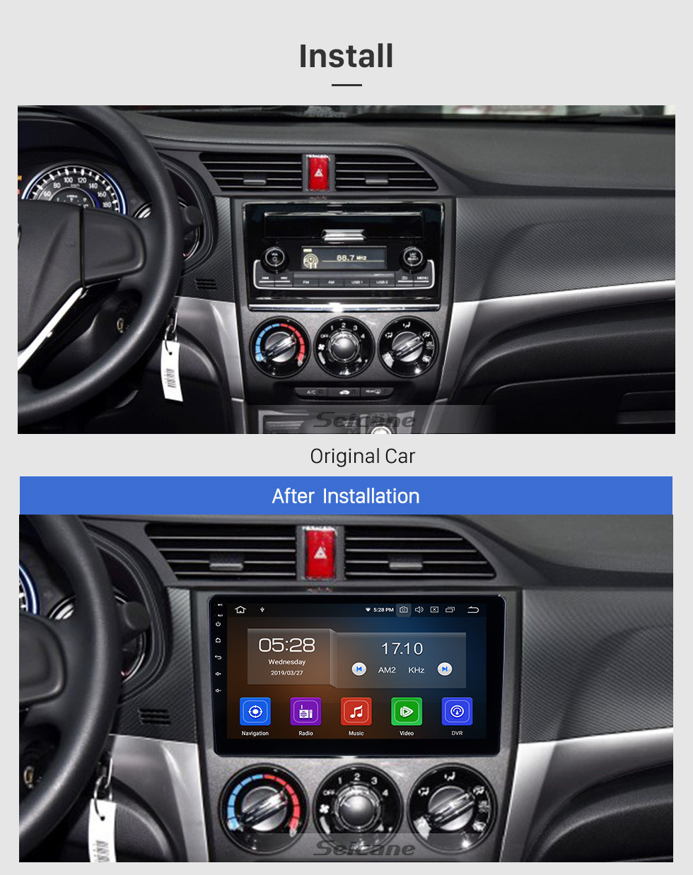 Seicane 10,1 pouces 2018-2019 Honda Crider Android 13.0 Radio de navigation GPS Bluetooth HD écran tactile AUX USB WIFI Carplay support OBD2 1080P