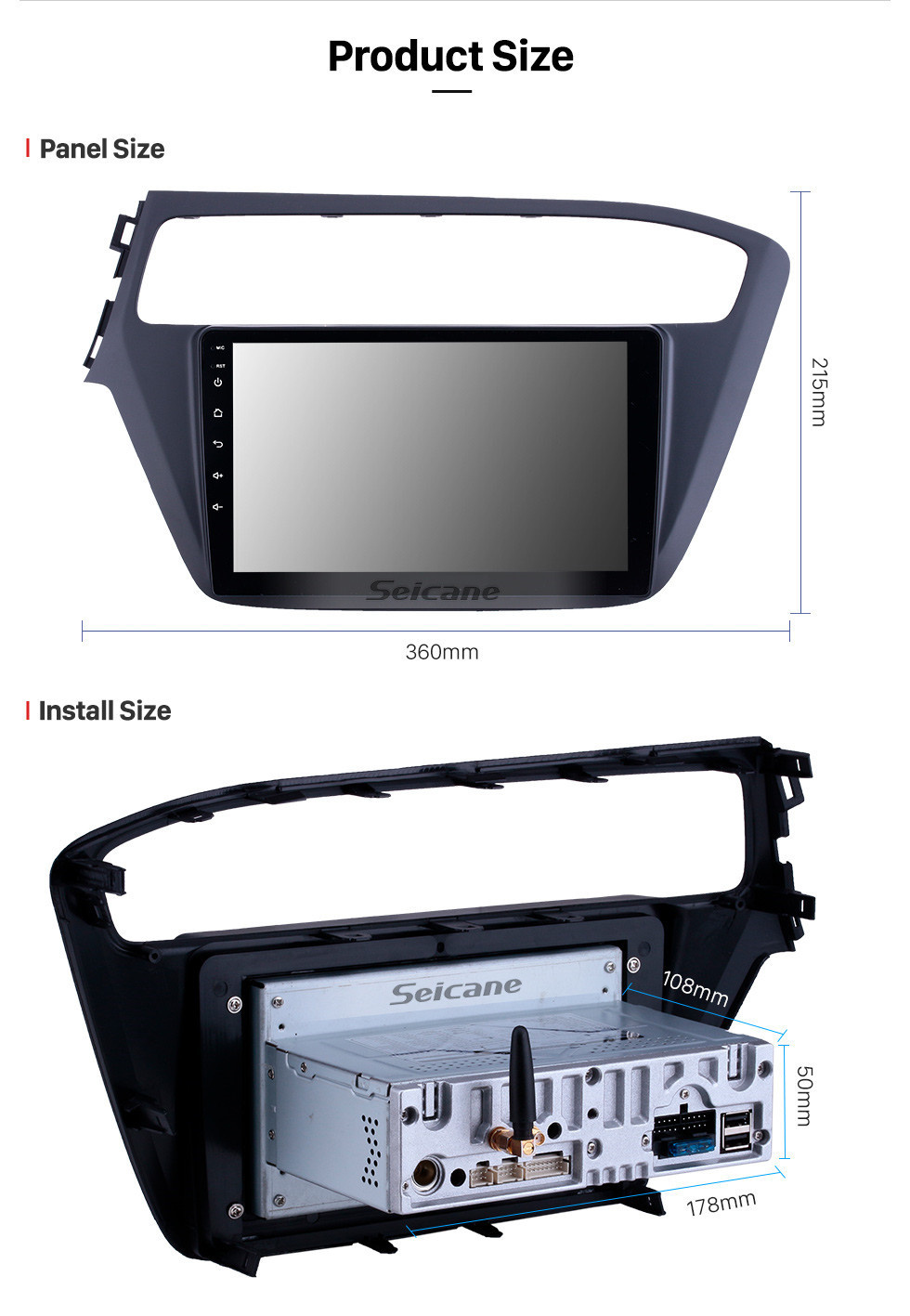 Seicane 9 pulgadas Android 11.0 Radio de navegación GPS para 2018-2019 Hyundai i20 LHD con pantalla táctil HD Carplay Bluetooth WIFI AUX ayuda TPMS TV digital