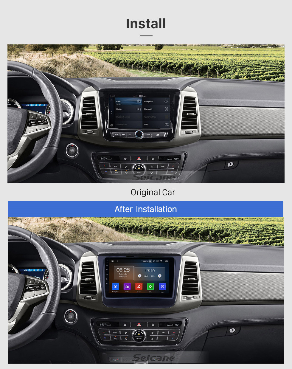 Seicane HD сенсорный экран 2018 Ssang Yong Rexton Android 11.0 9-дюймовый GPS-навигация Радио Bluetooth USB Carplay WIFI AUX поддержка Управление рулевого колеса