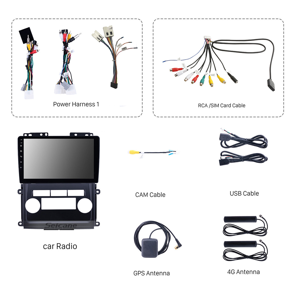 Seicane 9 pulgadas 2009-2012 Nissan Frontier/Xterra Android 13.0 Navegación GPS Radio Bluetooth Pantalla táctil AUX Carplay compatible con OBD2 DAB+ Vídeo 1080P