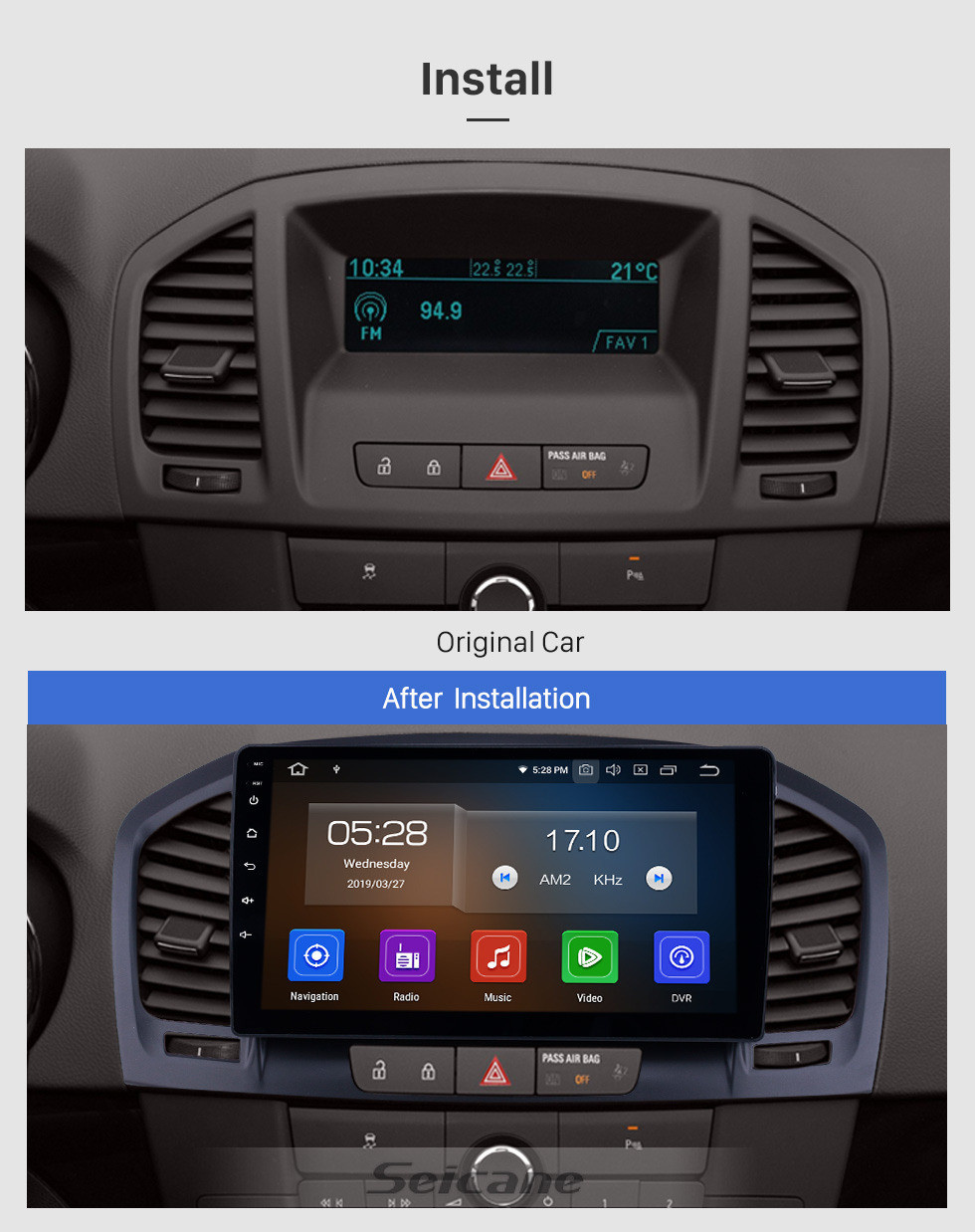 Seicane OEM 9 polegada Android 11.0 Rádio para 2009-2013 Buick Regal Bluetooth Wi-fi HD Touchscreen Música Navegação GPS Carplay suporte DAB + Retrovisor câmera