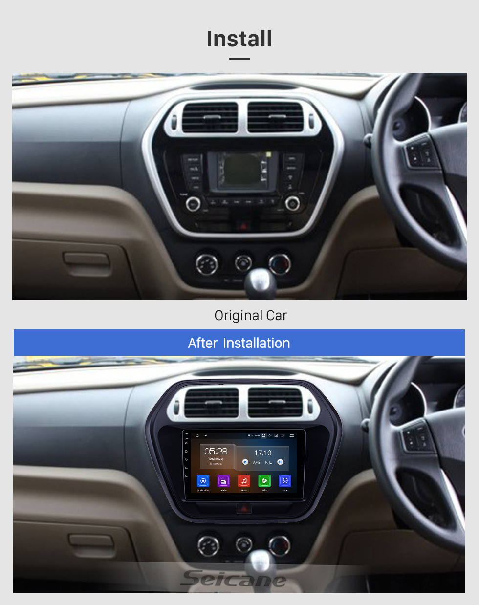 Seicane Android 11.0 9 pulgadas Radio de navegación GPS para 2015 Mahindra TUV300 con pantalla táctil de alta definición Carplay Bluetooth WIFI AUX asistencia Mirror Link OBD2 SWC