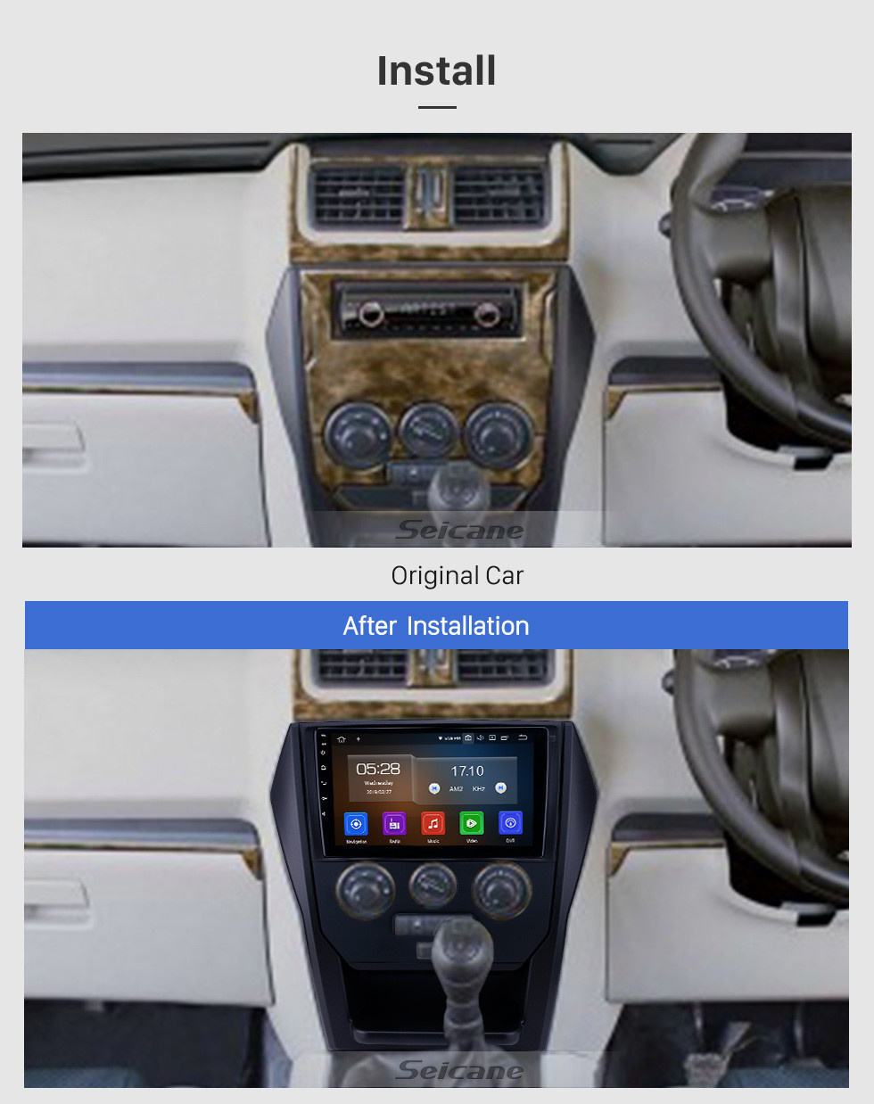 Seicane Android 11.0 9 pulgadas Radio de navegación GPS para 2015 Mahindra Scorpio Manual A / C con pantalla táctil HD Carplay Bluetooth WIFI USB AUX asistencia TPMS OBD2
