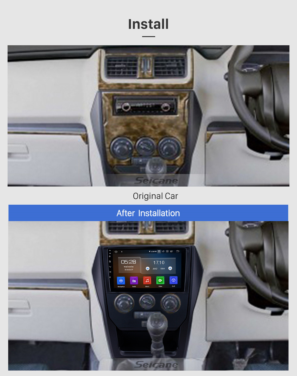 Seicane Android 11.0 9 pouces Radio de navigation GPS pour 2015 Mahindra Scorpio Manuel A / C avec écran tactile HD Carplay Bluetooth WIFI USB AUX support TPMS OBD2