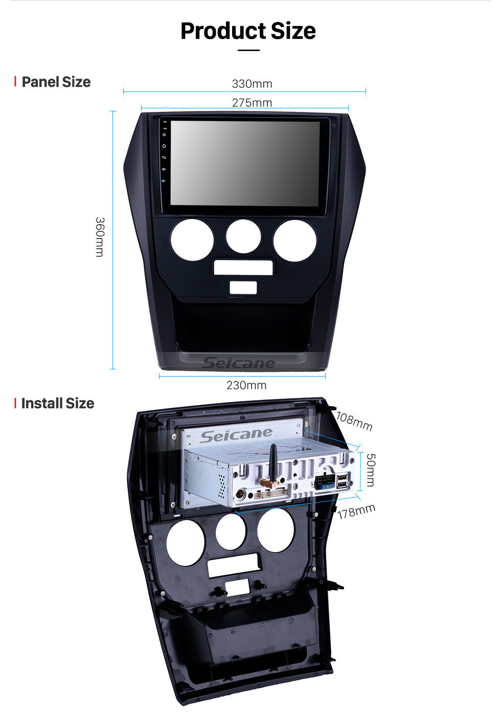 Seicane Android 11.0 9 pulgadas Radio de navegación GPS para 2015 Mahindra Scorpio Manual A / C con pantalla táctil HD Carplay Bluetooth WIFI USB AUX asistencia TPMS OBD2