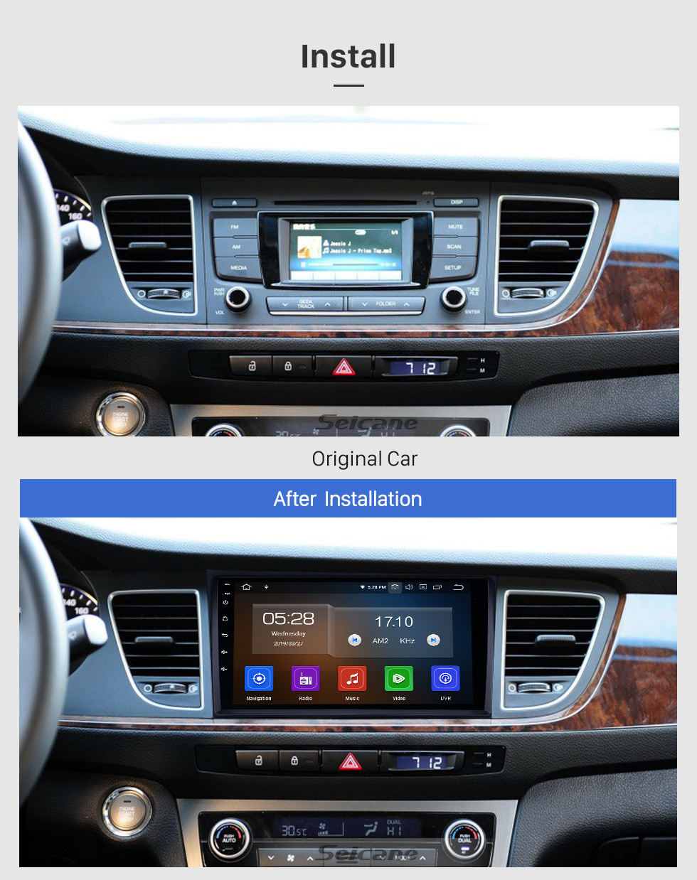 Seicane Android 11.0 Radio de navegación GPS de 9 pulgadas para 2013-2016 Hyundai MISTRA con pantalla táctil HD Carplay Bluetooth WIFI USB AUX compatible con Mirror Link OBD2 SWC