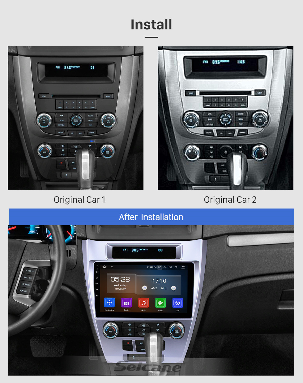 Seicane Radio Android 11.0 de 10.1 pulgadas para Ford Mondeo / Fusion 2009-2012 Pantalla táctil Bluetooth Navegación GPS Carplay Soporte USB TPMS Control del volante