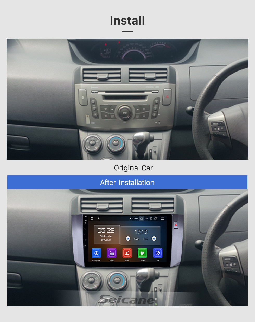 Seicane Écran tactile HD 2010-2017 Toyota ALZA Android 11.0 10,1 pouces GPS Navigation Radio Bluetooth USB Support Carplay WIFI AUX soutien DAB + OBD2 Commande au volant