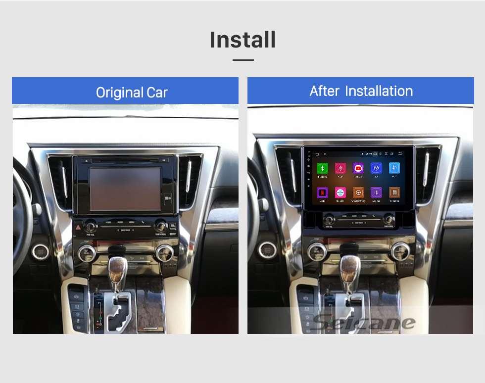 Seicane HD Touchscreen 10.1 inch Android 13.0 for 2015-2016 TOYOTA ALPHARD Radio GPS Navigation System Bluetooth Carplay support Backup camera