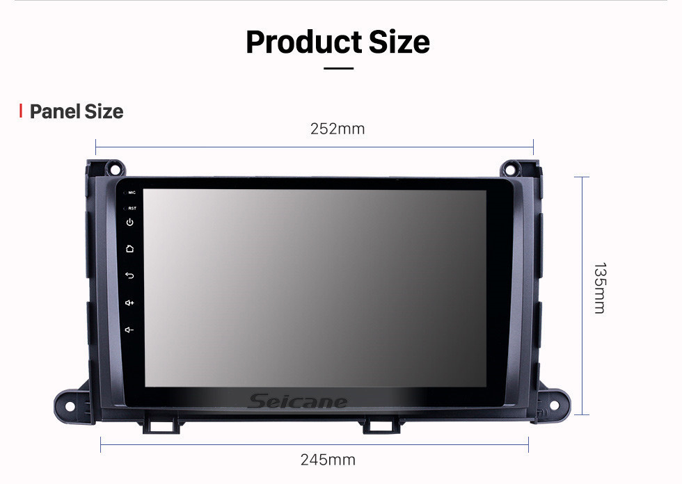 Seicane Android 13.0 9-дюймовый GPS-навигатор для Toyota Sienna 2009-2014 гг. с сенсорным экраном HD Carplay Bluetooth WIFI Поддержка USB AUX Mirror Link OBD2 SWC