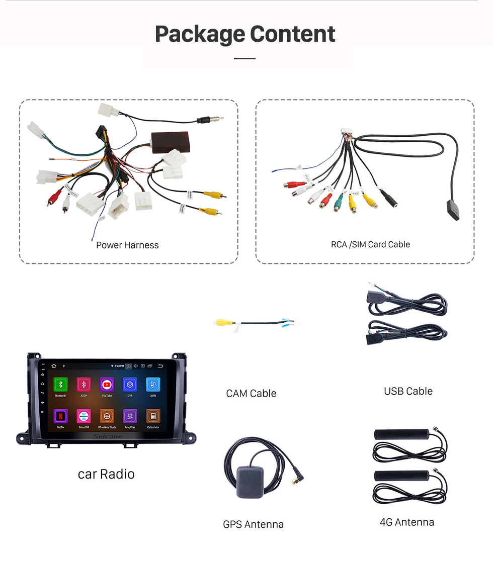 Seicane Android 13.0 rádio de navegação gps de 9 polegadas para 2009-2014 toyota sienna com hd touchscreen carplay bluetooth wifi usb aux suporte espelho link obd2 swc Seicane Android 13.0 rádio de navegação gps de 9 polegadas para 2009-2014 toyota sienna com hd touchscreen carplay bluetooth wifi usb aux suporte espelho link obd2 swc