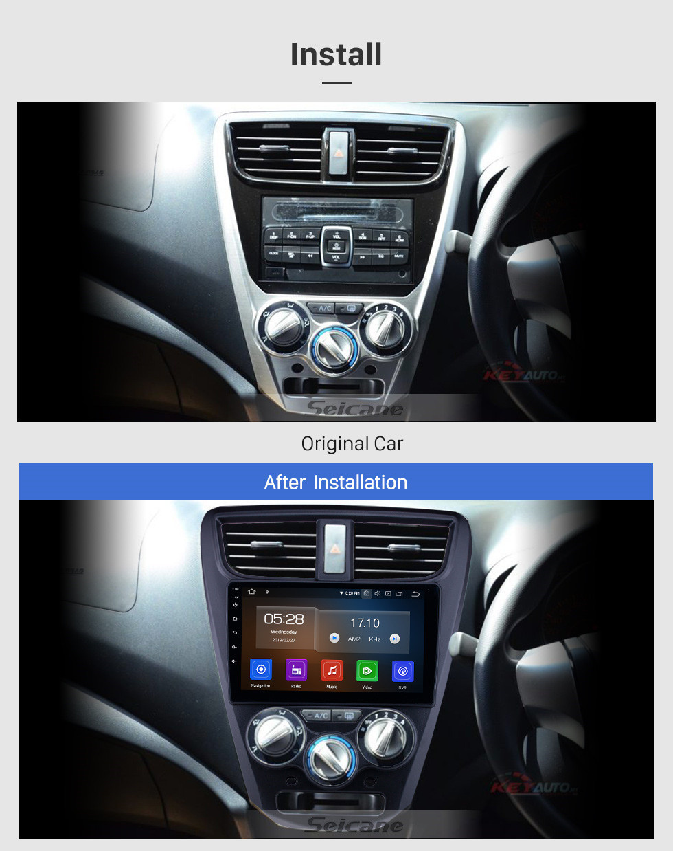 Seicane OEM 9 polegada Android 11.0 Rádio para 2015 Perodua Axia Bluetooth WI-FI HD Touchscreen Música Navegação GPS Carplay suporte USB TV Digital TPMS