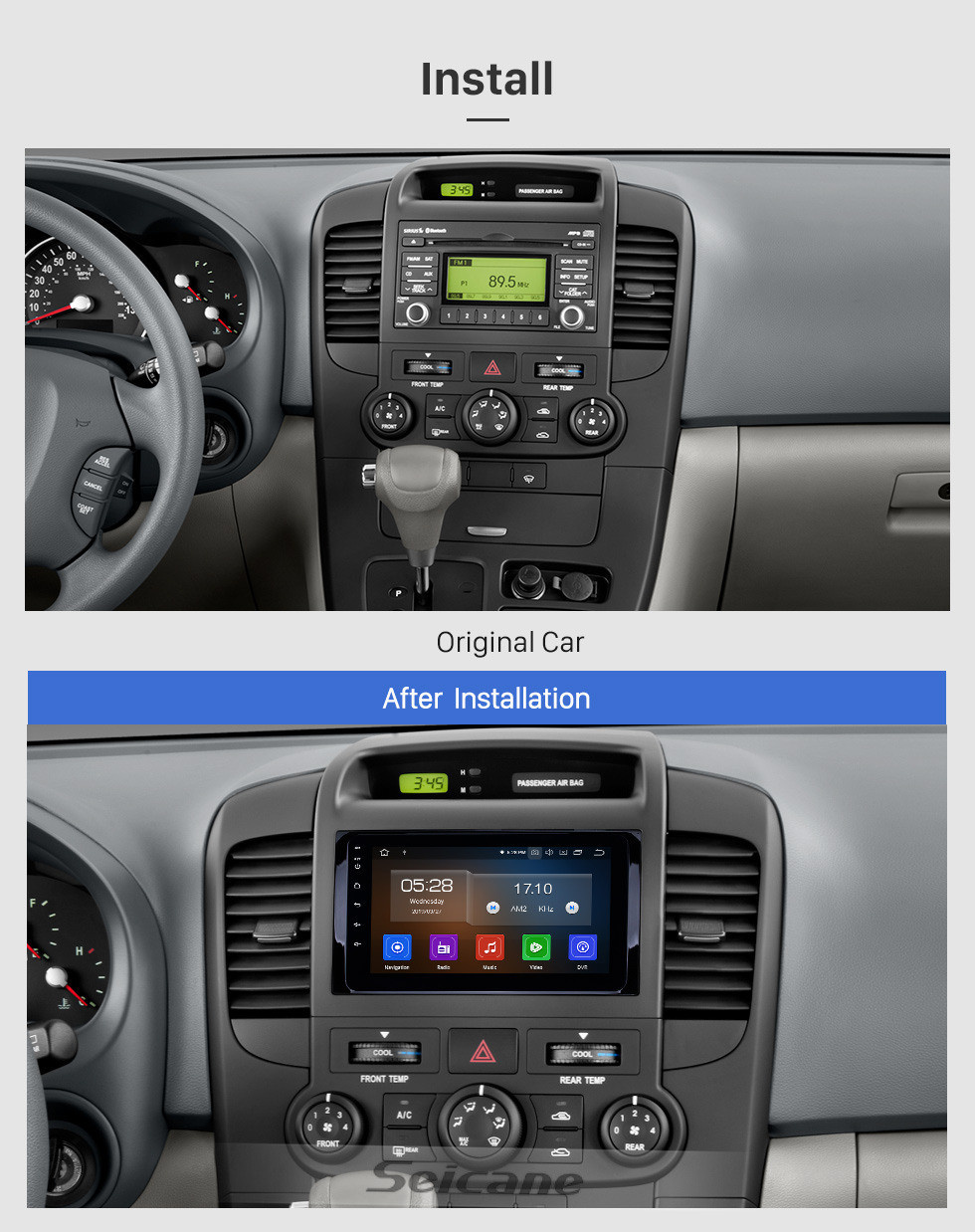 Seicane 8 pulgadas 2014-2019 Kia Carnival Android 12.0 Navegación GPS Radio Bluetooth HD Pantalla táctil AUX Carplay Música compatible 1080P Video TV digital Cámara trasera