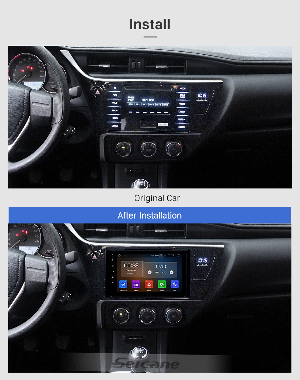 Seicane 9 Zoll Android 13.0 GPS-Navigationsradio für 2017 2018 2019 Toyota Corolla mit HD-Touchscreen Carplay Bluetooth WIFI USB-Unterstützung Mirror Link OBD2 SWC Seicane 9 Zoll Android 13.0 GPS-Navigationsradio für 2017 2018 2019 Toyota Corolla mit HD-Touchscreen Carplay Bluetooth WIFI USB-Unterstützung Mirror Link OBD2 SWC